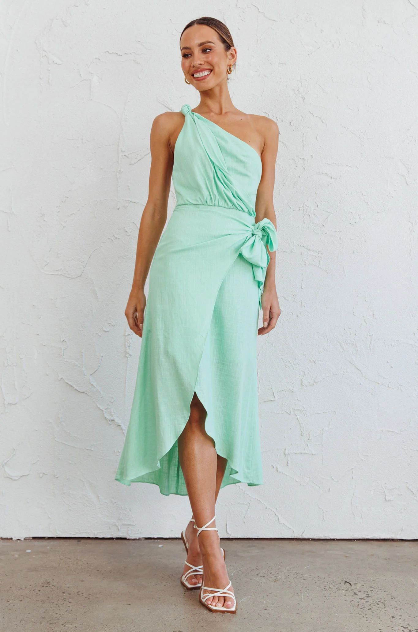 Island Time One-Shoulder Midi Dress Mint