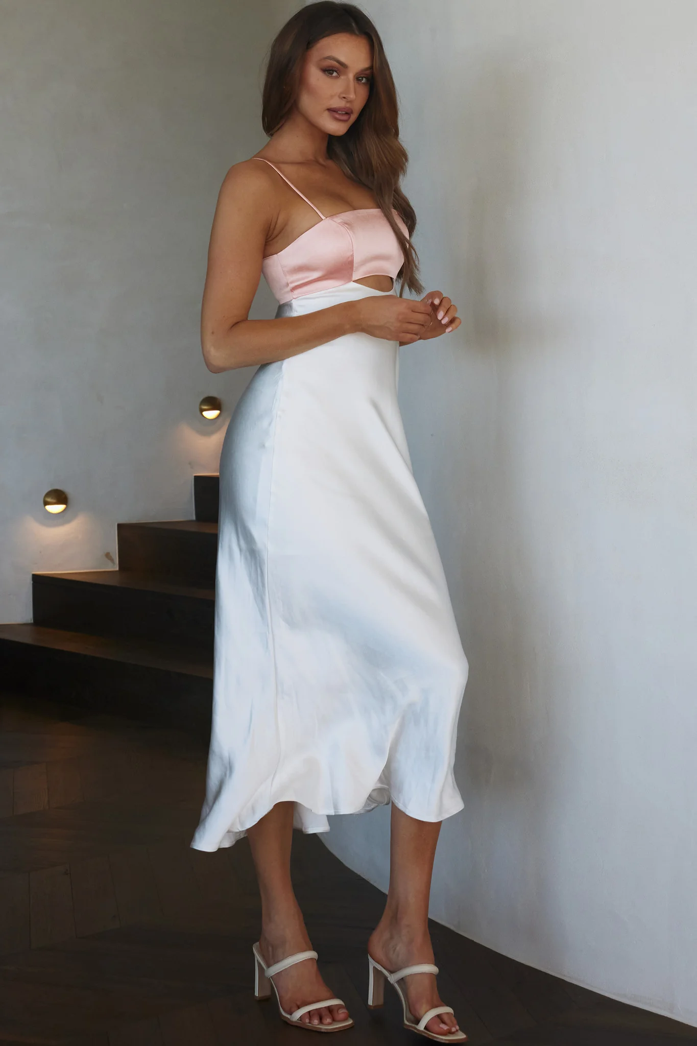 Mariana Cut-Out Bust Midi Dress Blush