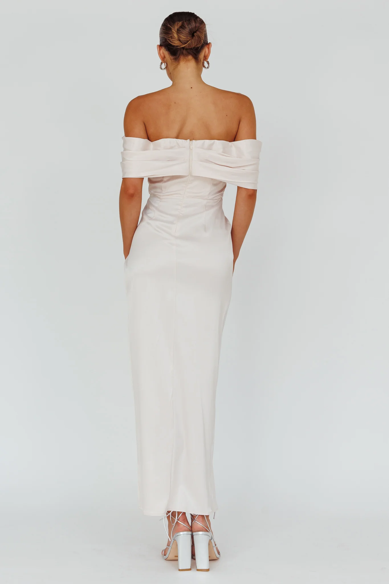 Amaryllis Off-Shoulder Twist Maxi Dress Pearl