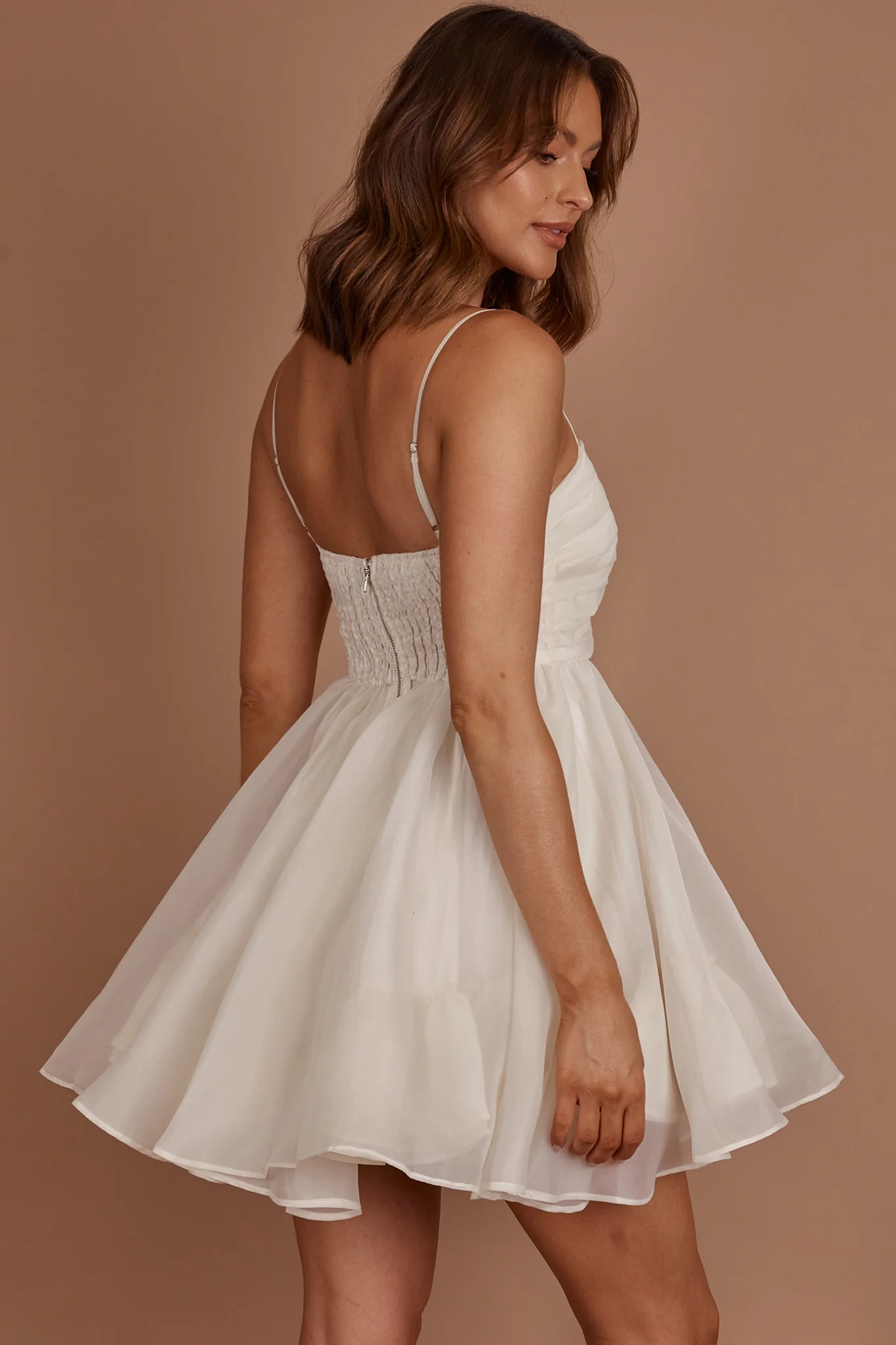 Elyse Pleated Bodice Party Dress Cream