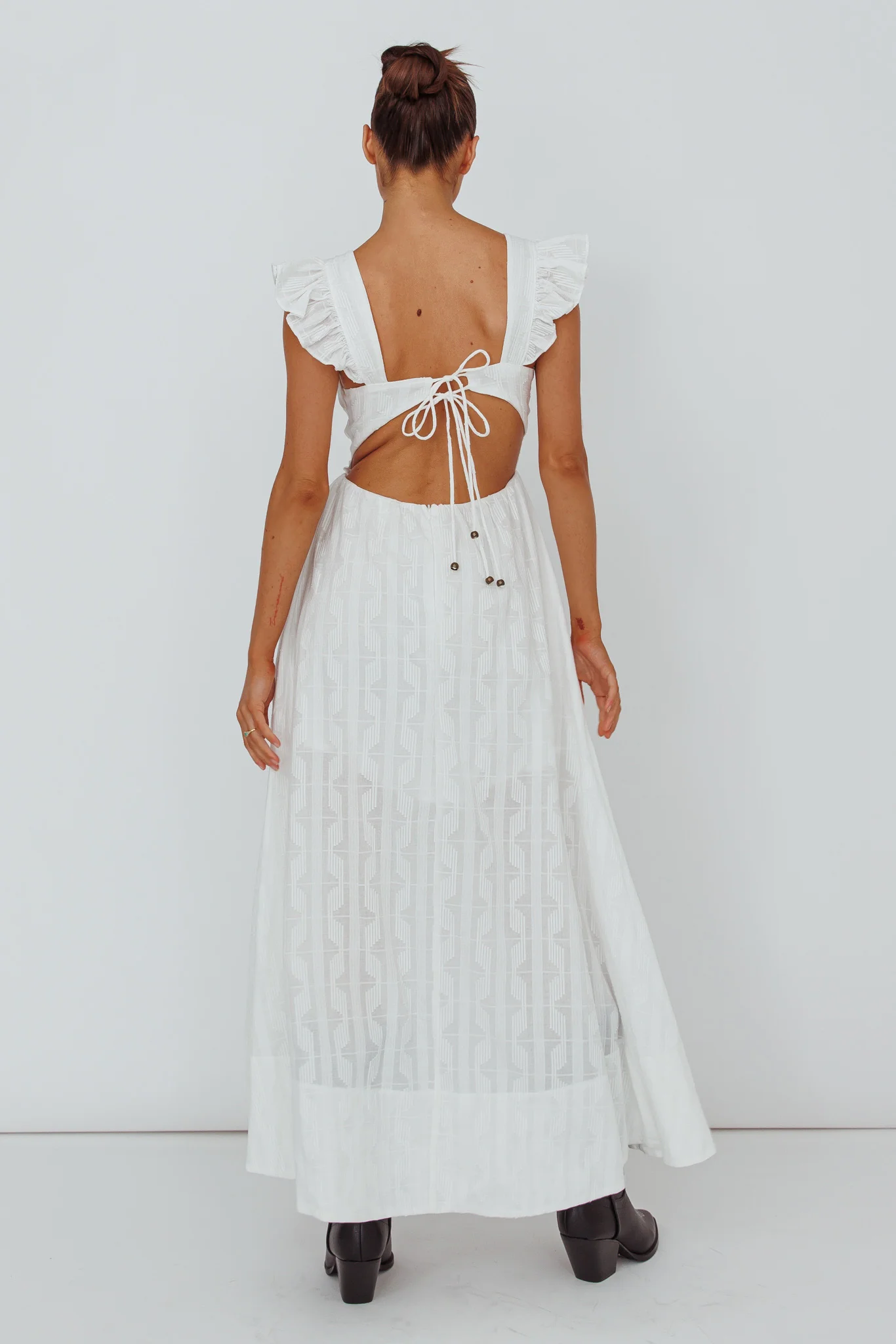 Greatest Hits Ruffle Strap Maxi Dress White