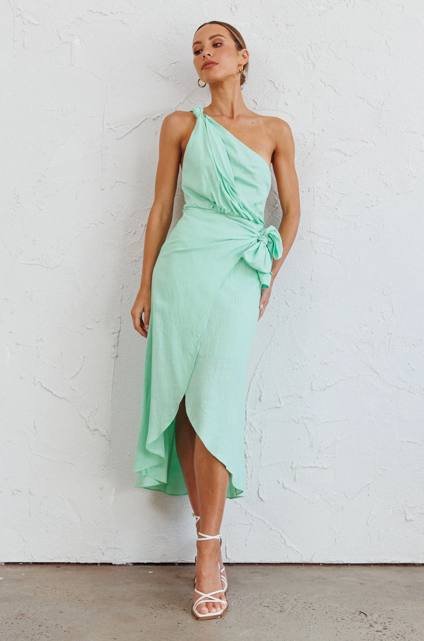 Island Time One-Shoulder Midi Dress Mint