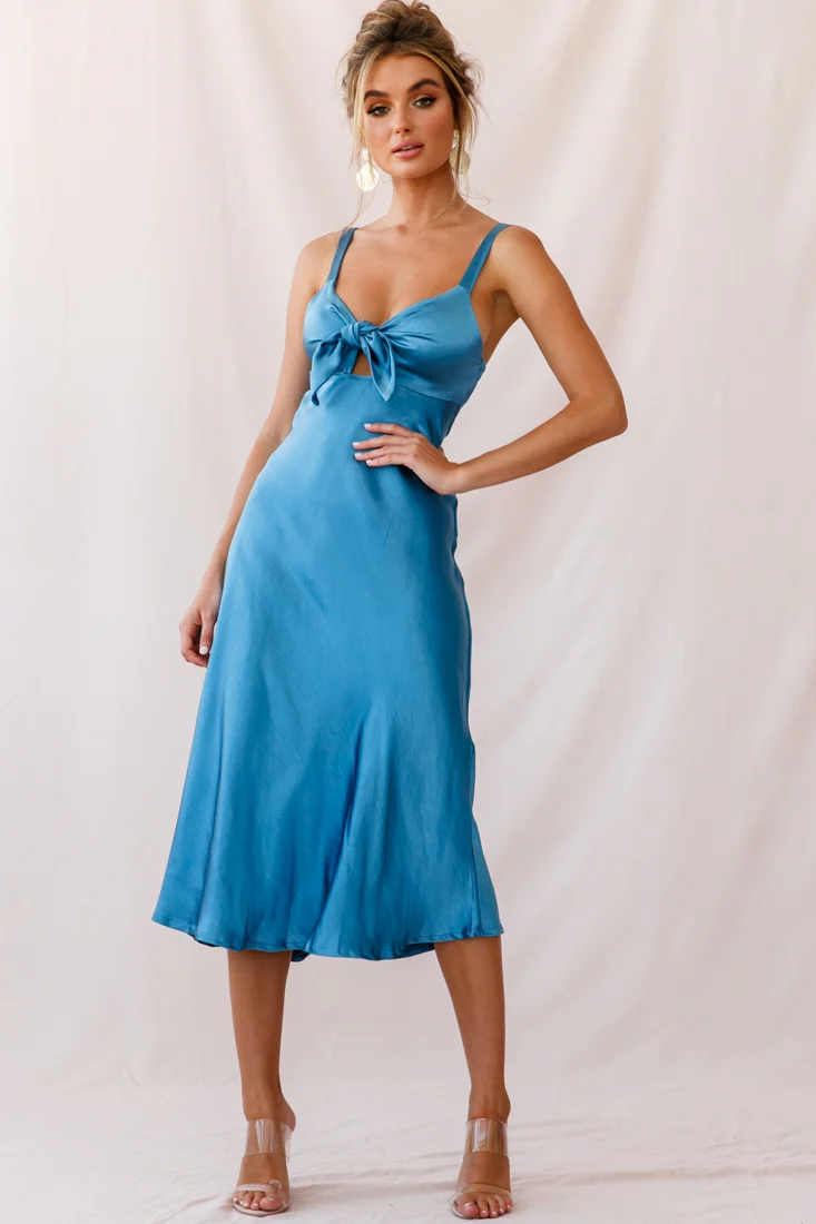 Perfect Day Satin Midi Dress Teal