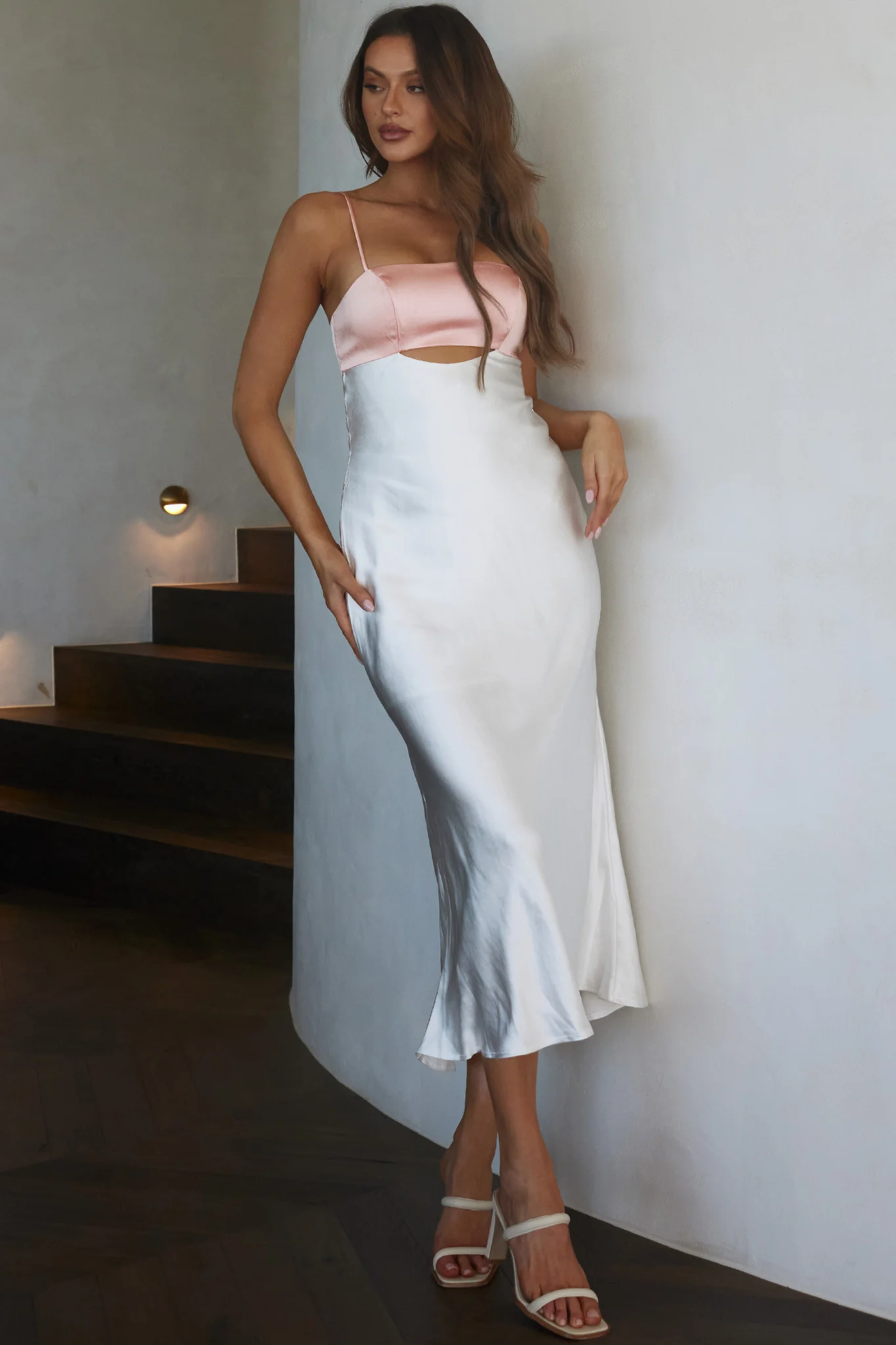 Mariana Cut-Out Bust Midi Dress Blush