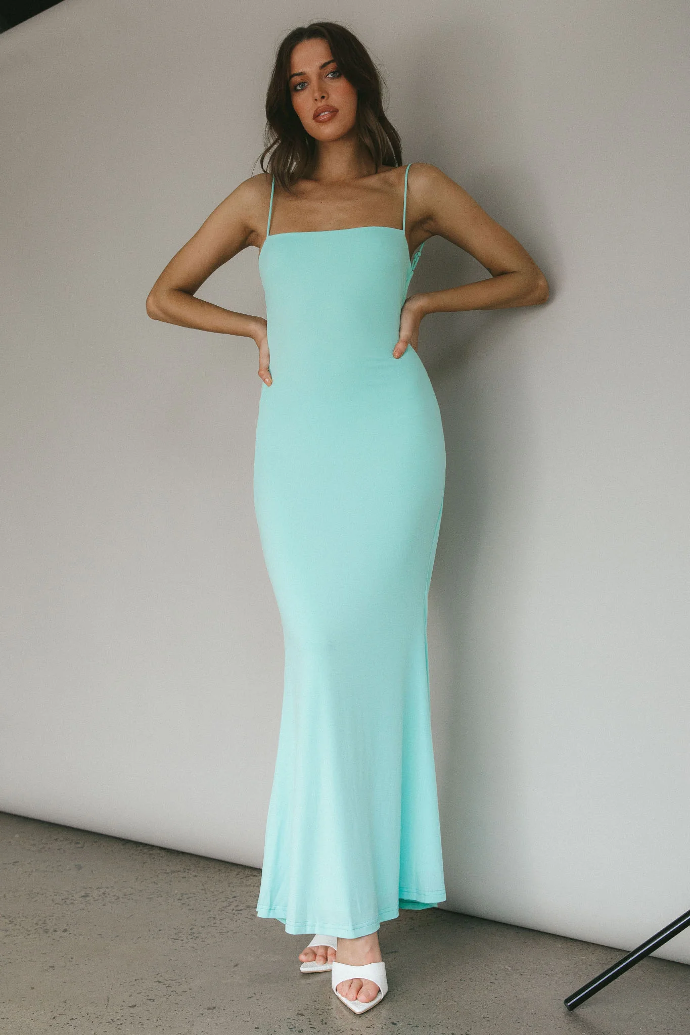 Tarah Low Back Maxi Dress Water Sprite