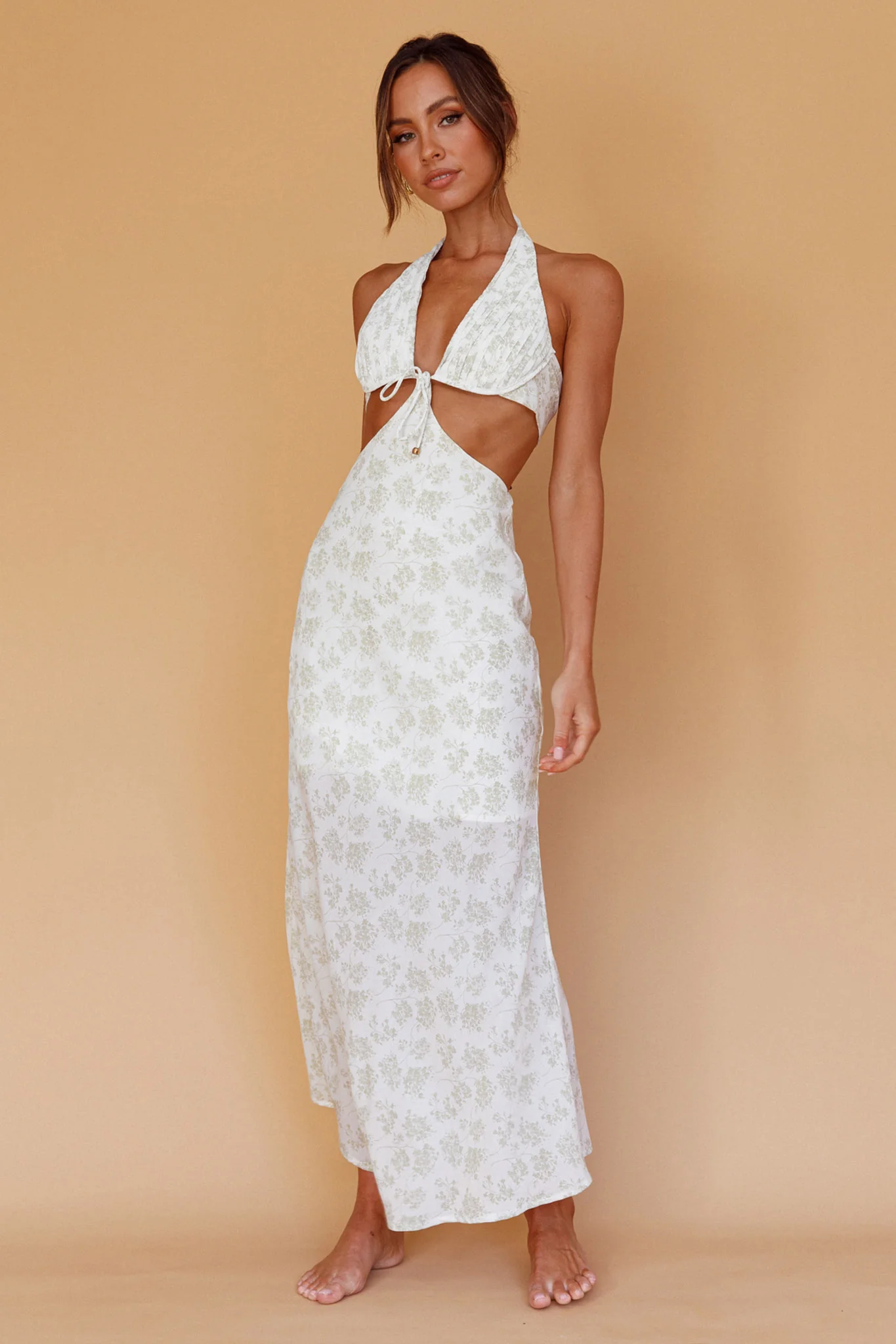 Paradise Found Cut-Out Midi Dress Floral Sage