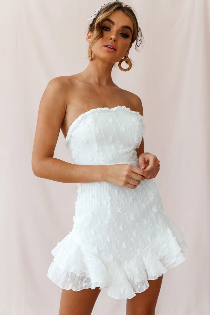 Cece Embellished Bandeau Dress White