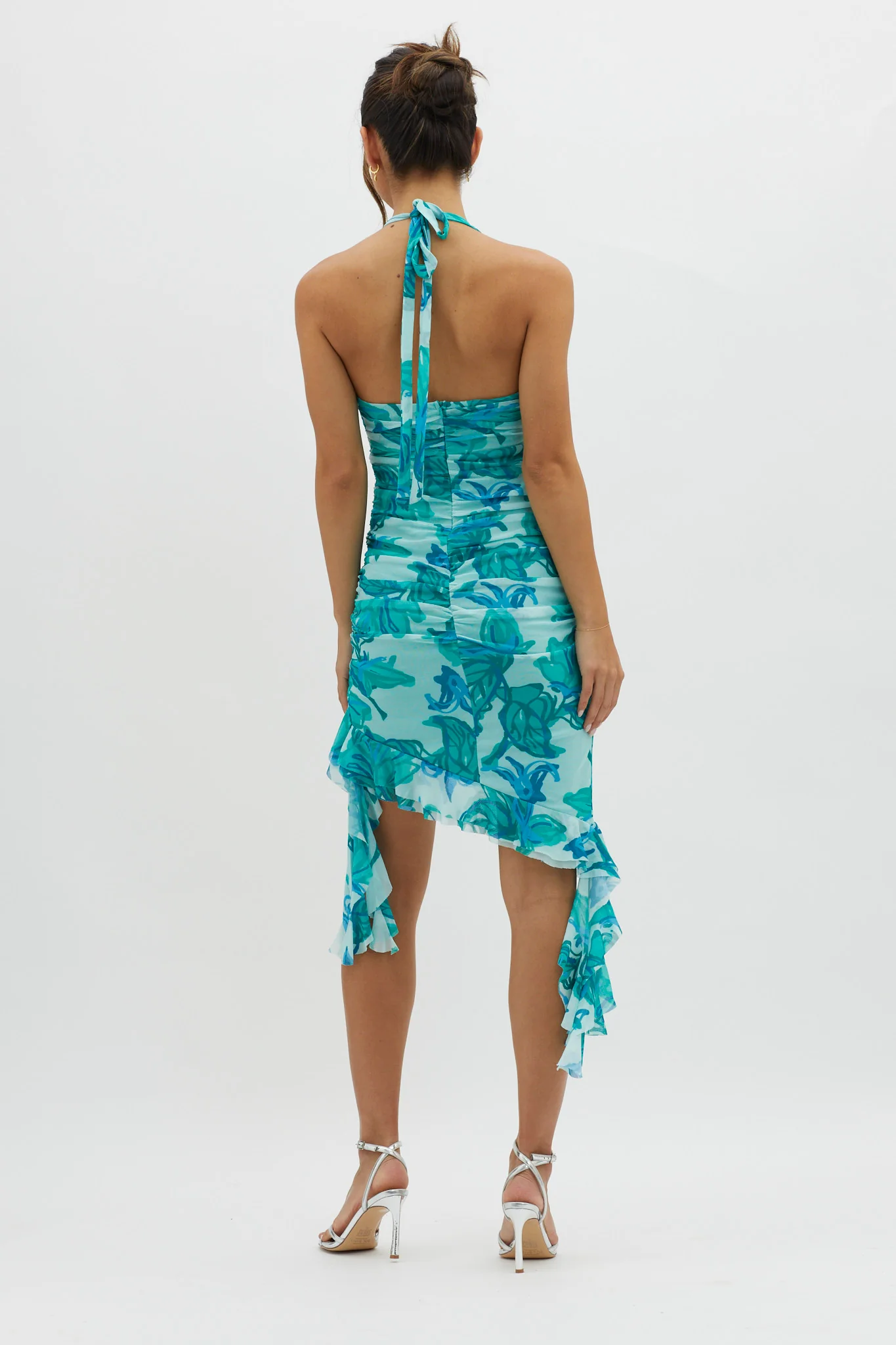 Get It Started Halterneck Ruffle Mini Dress Green