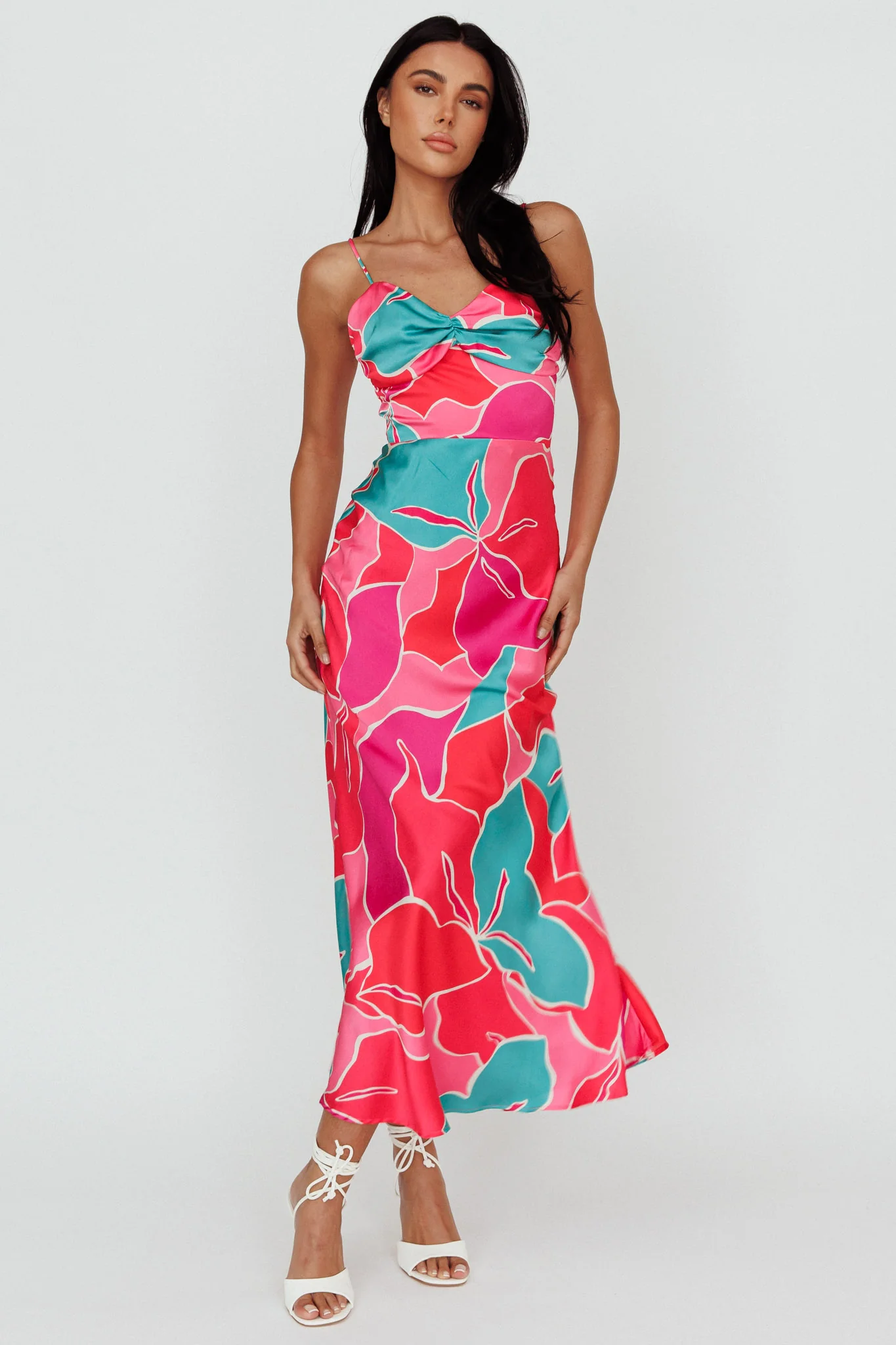 Hula Sweetheart Midi Dress Floral Red