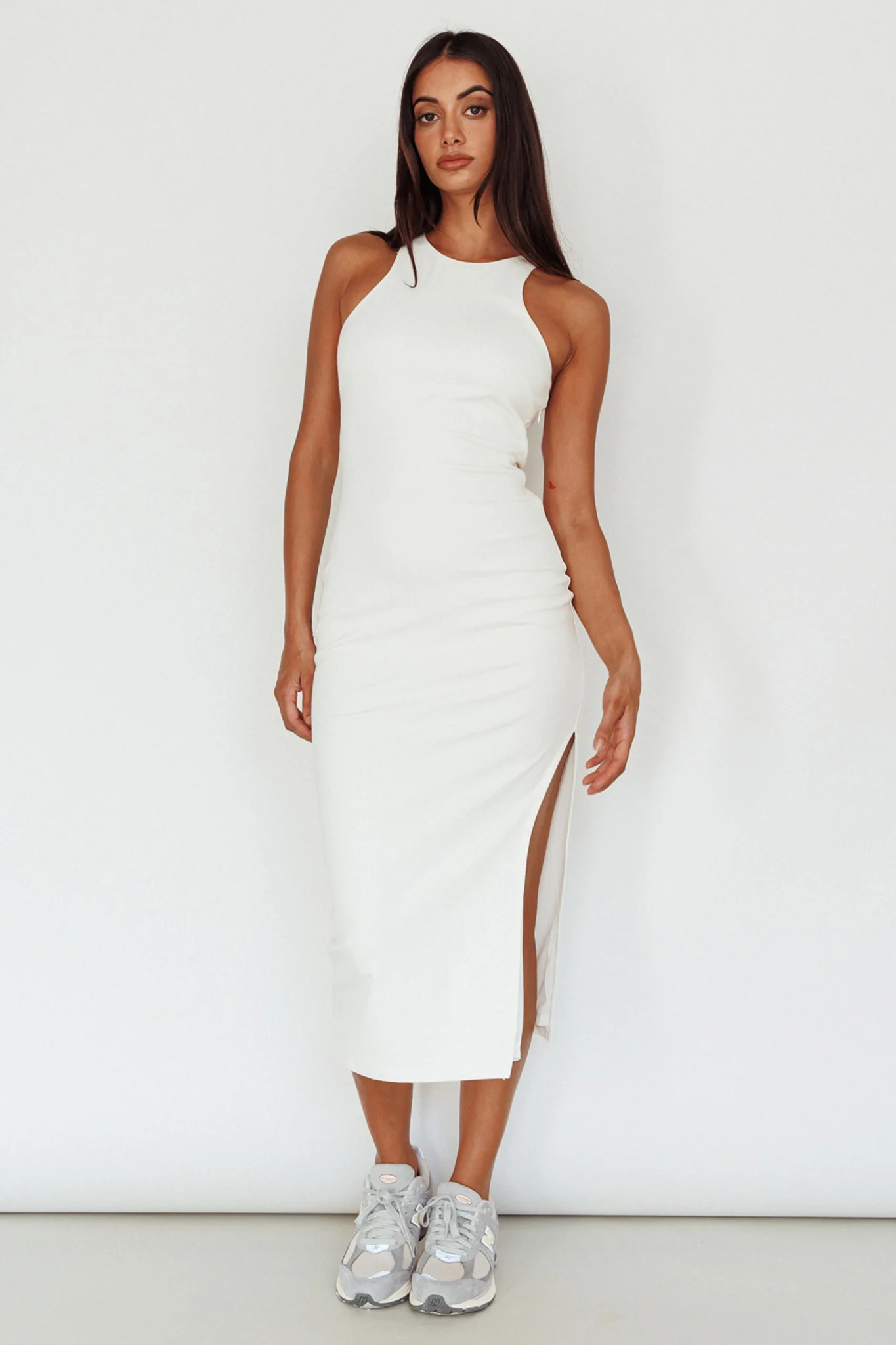 Voyage Racerback Midi Dress White