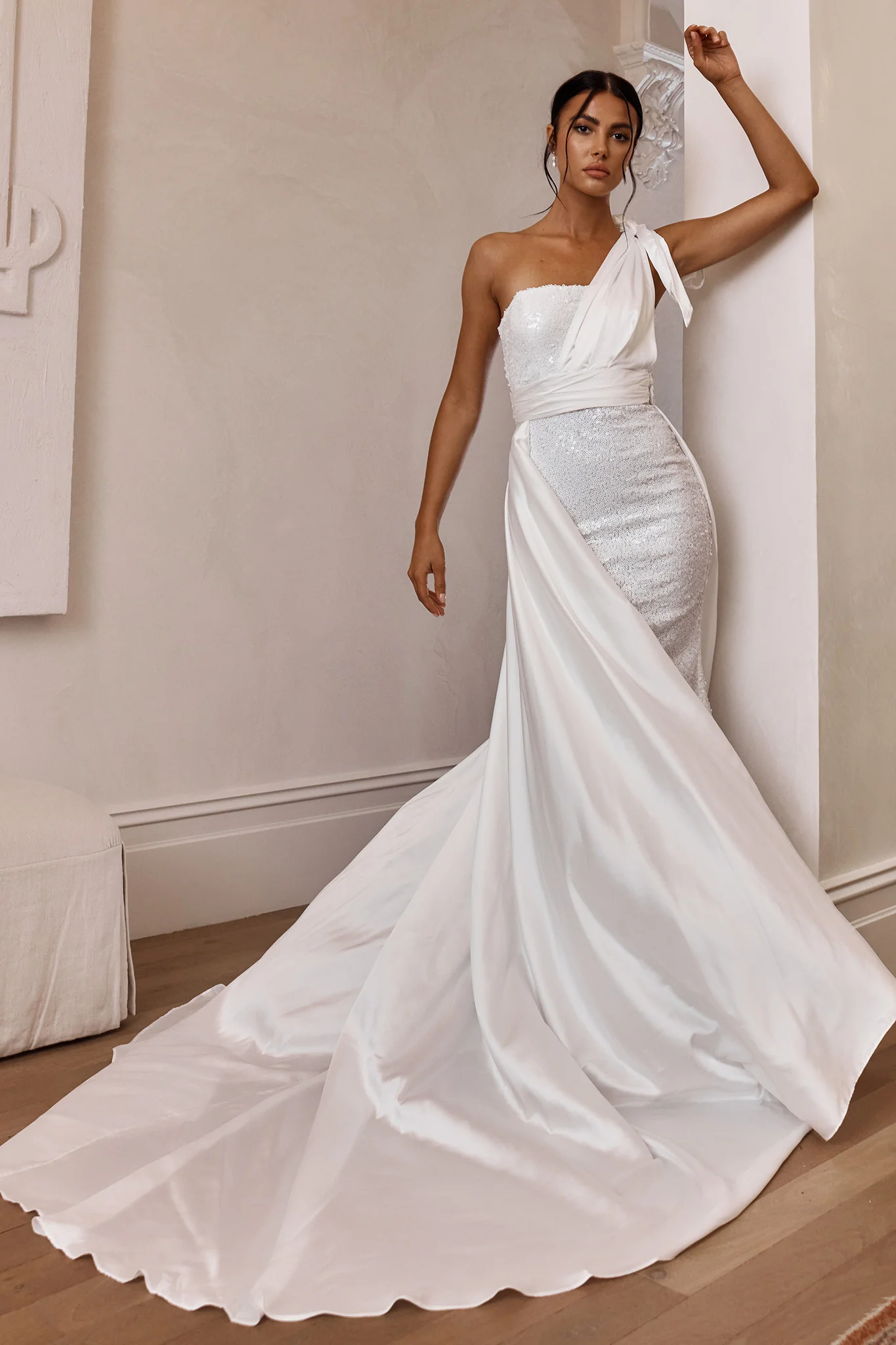 Francene Two Piece Sequin Maxi Dress White