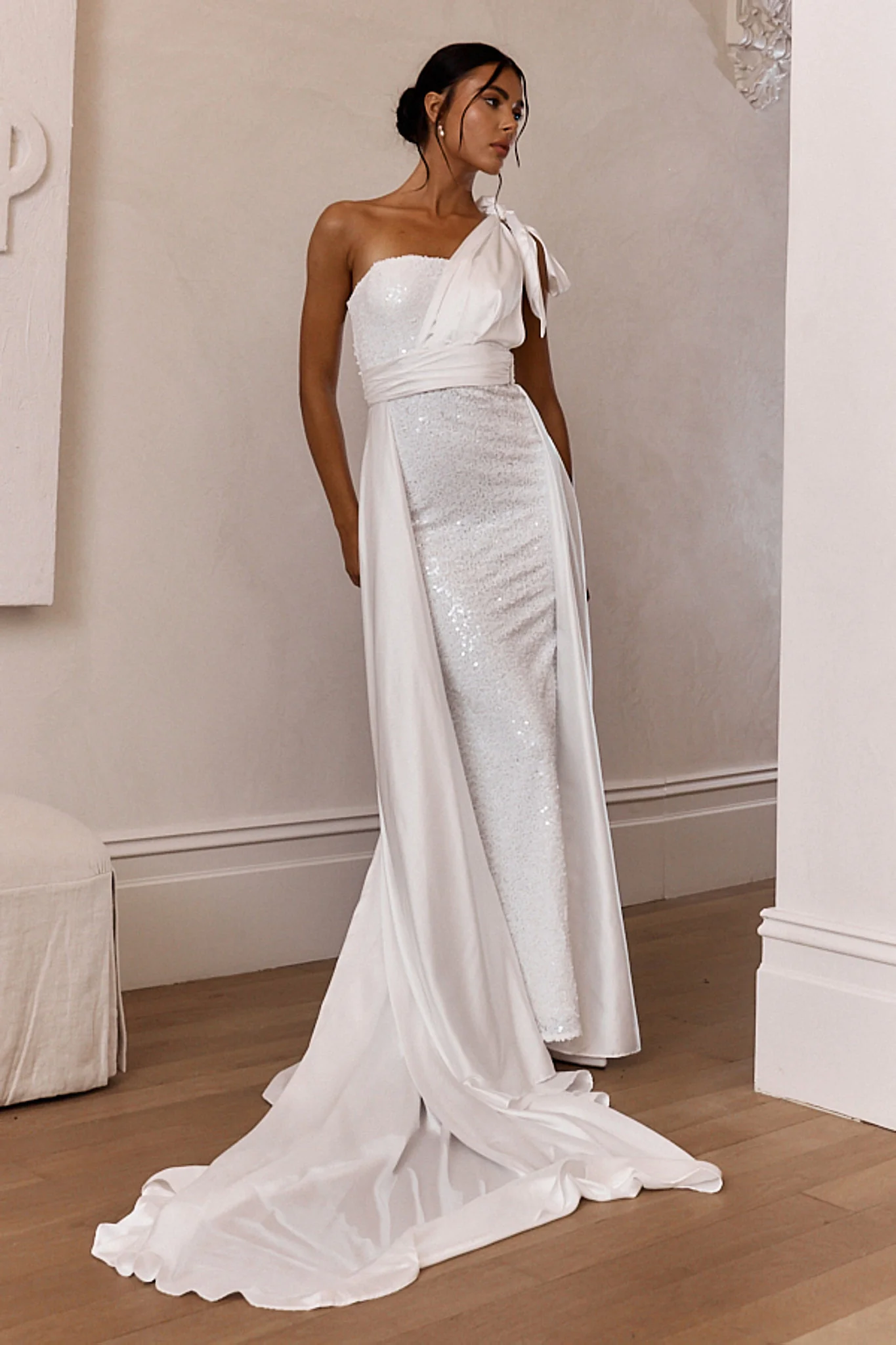 Francene Two Piece Sequin Maxi Dress White