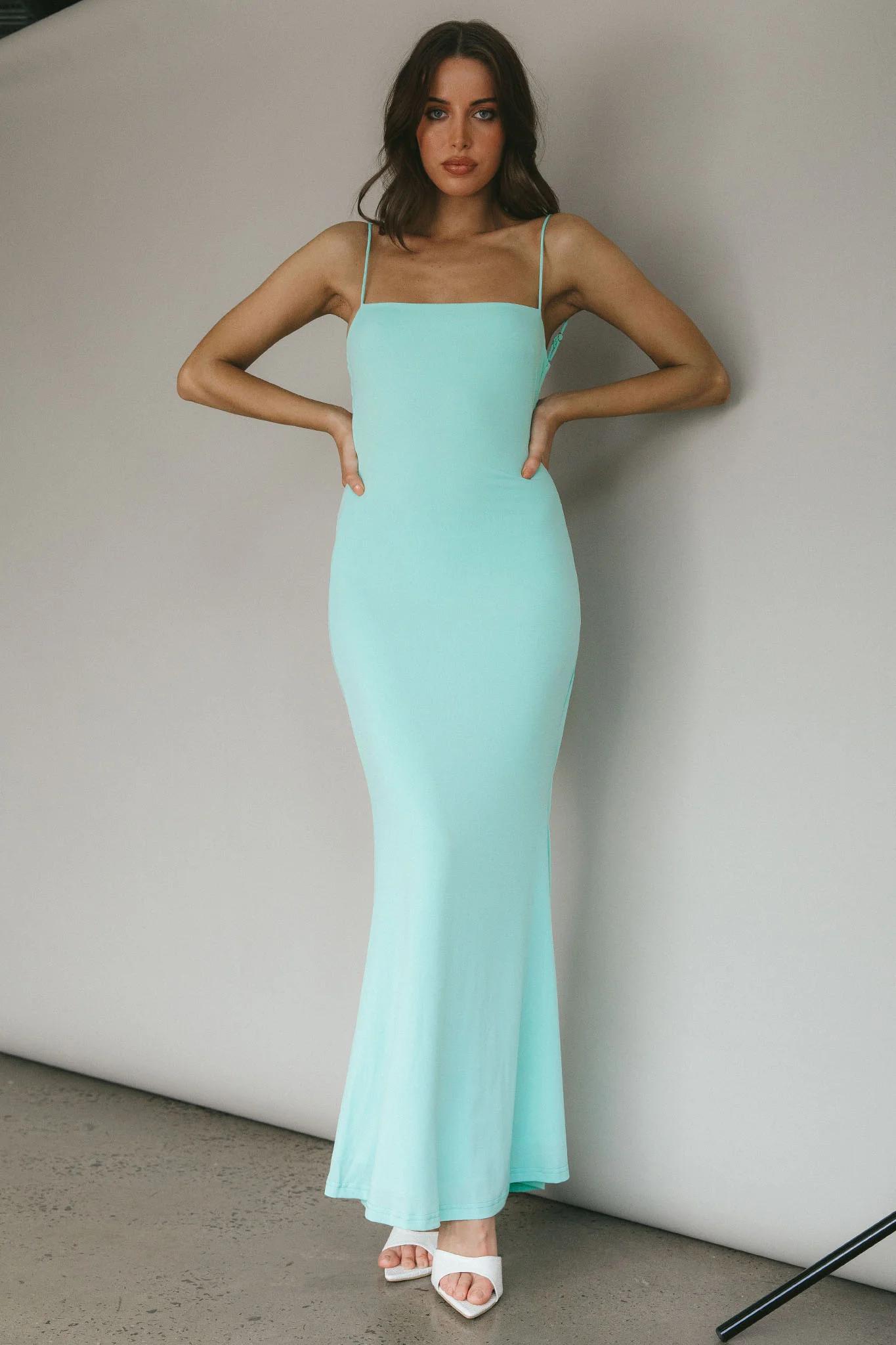 Tarah Low Back Maxi Dress Water Sprite