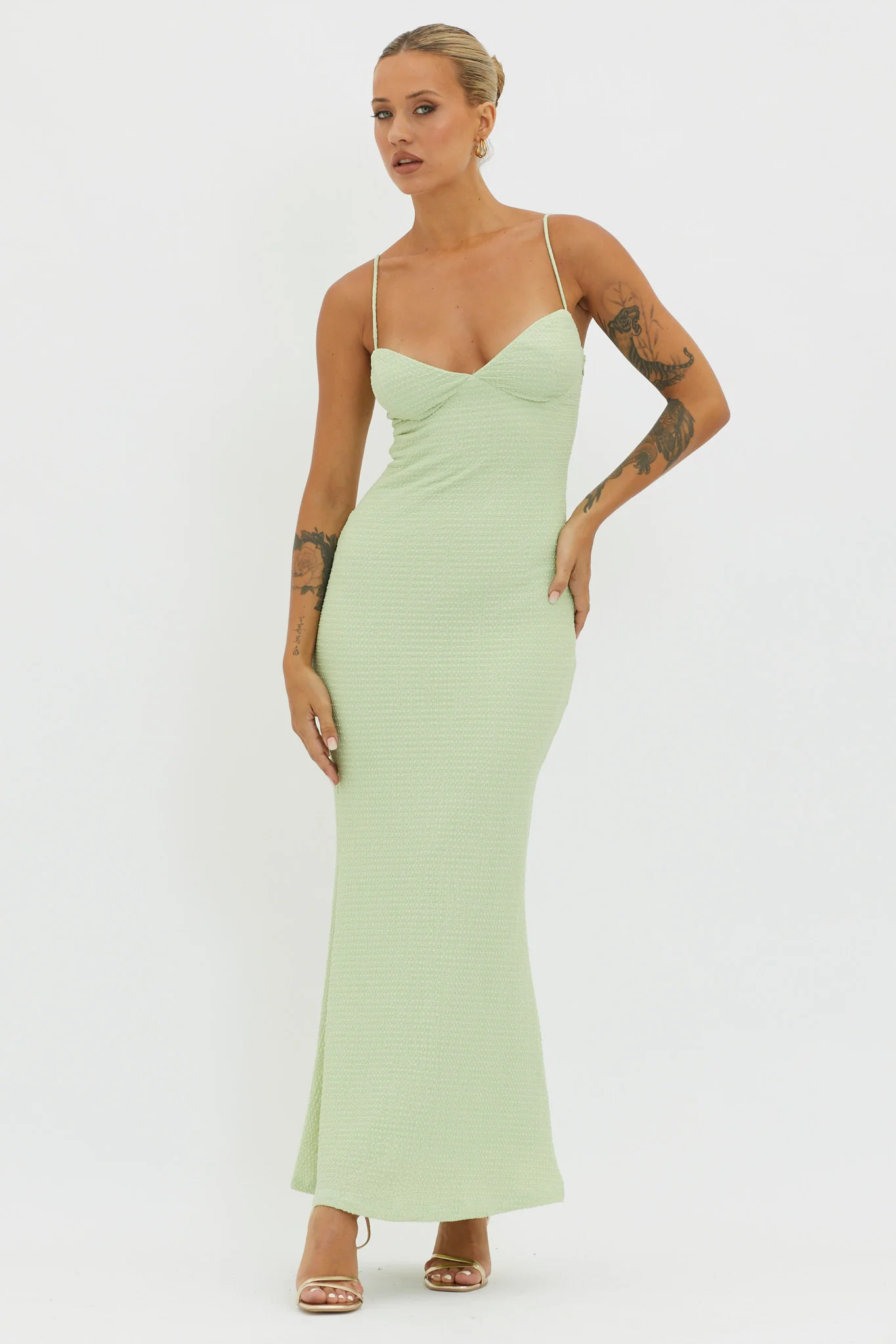 Lennox Elastic Back Bodycon Dress Sage