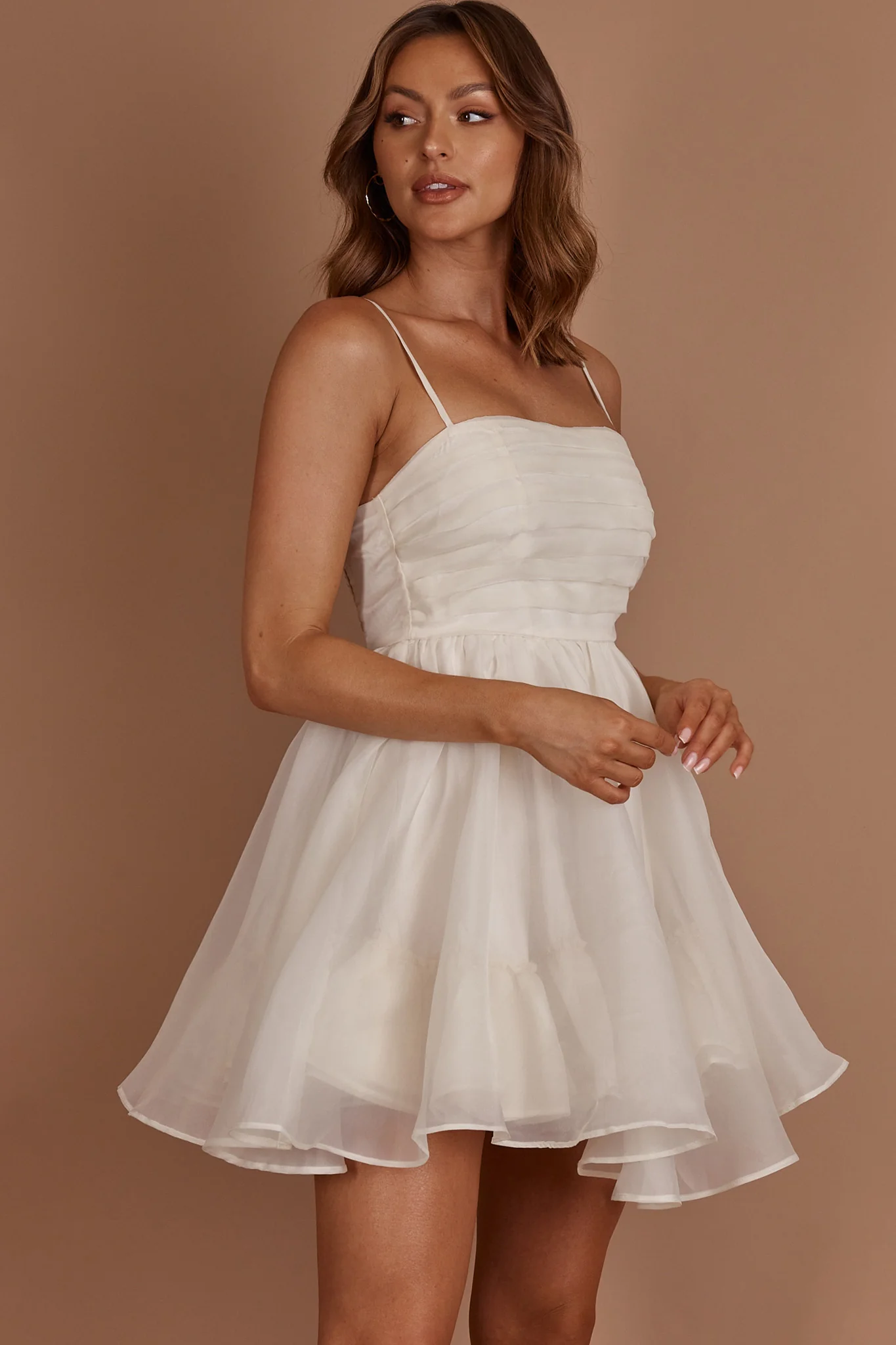 Elyse Pleated Bodice Party Dress Cream