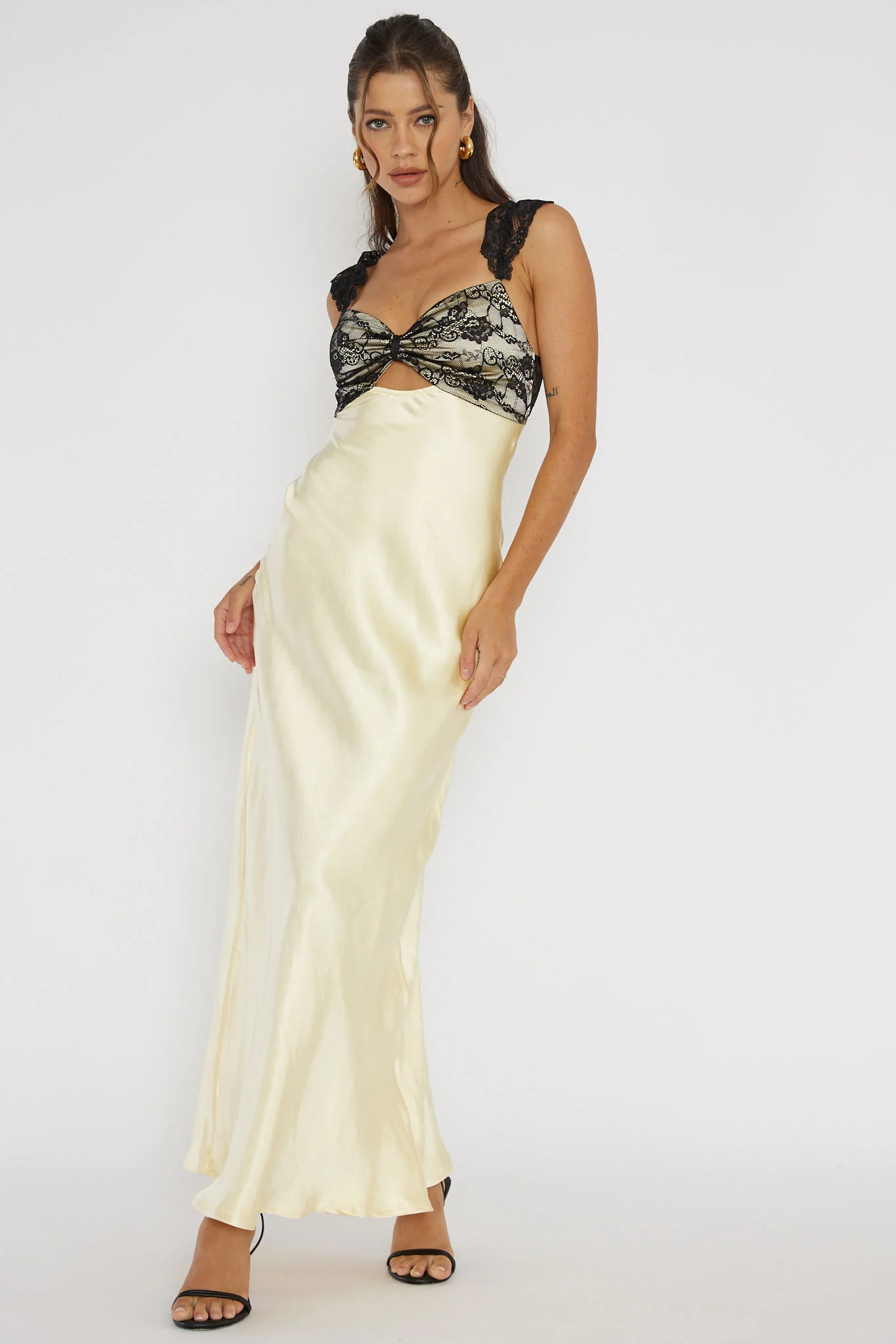 Claribel Lace Bust Maxi Dress Lemon