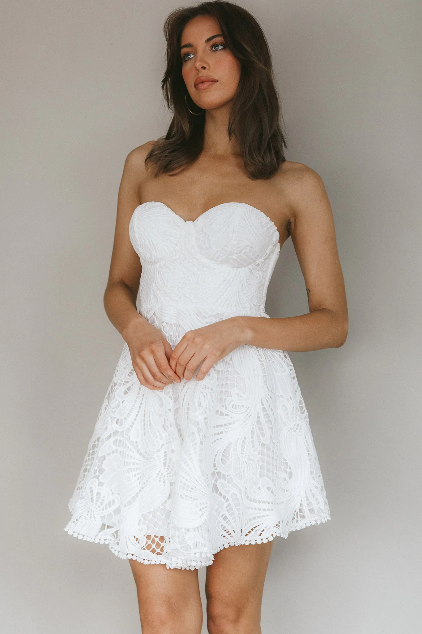 Cheyenne Sweetheart Neckline A-Line Dress White