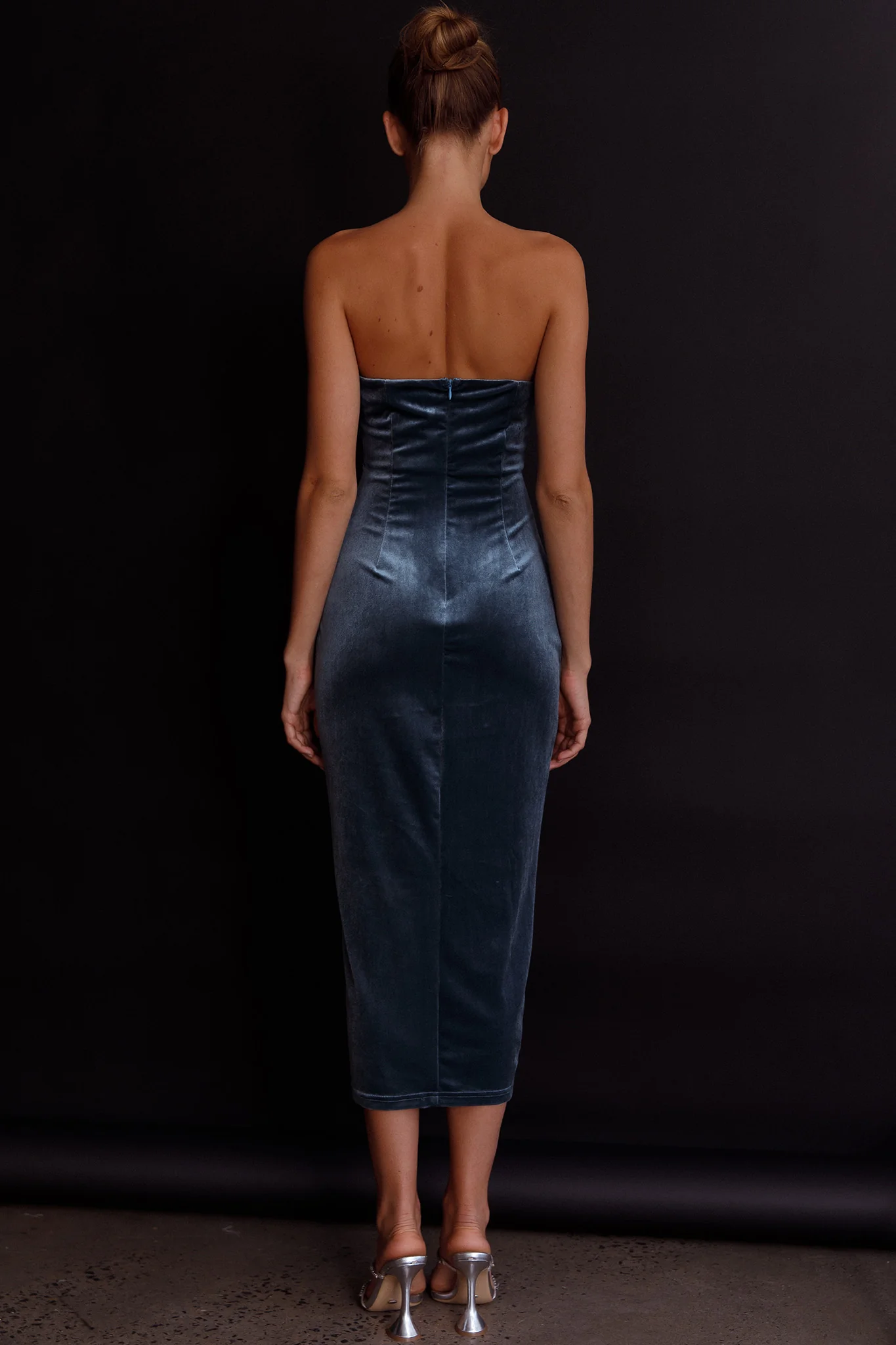 Must Be Fate Velvet Midi Dress Blue