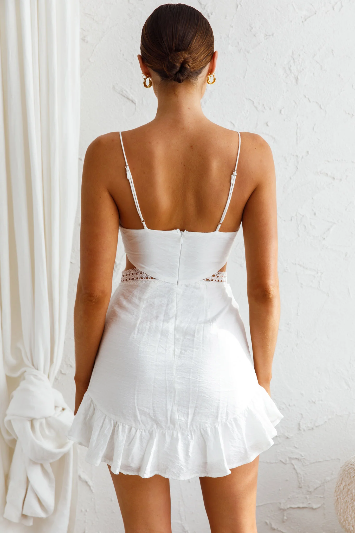 Santorini Sunset Cami Strap Cut-Out Dress White