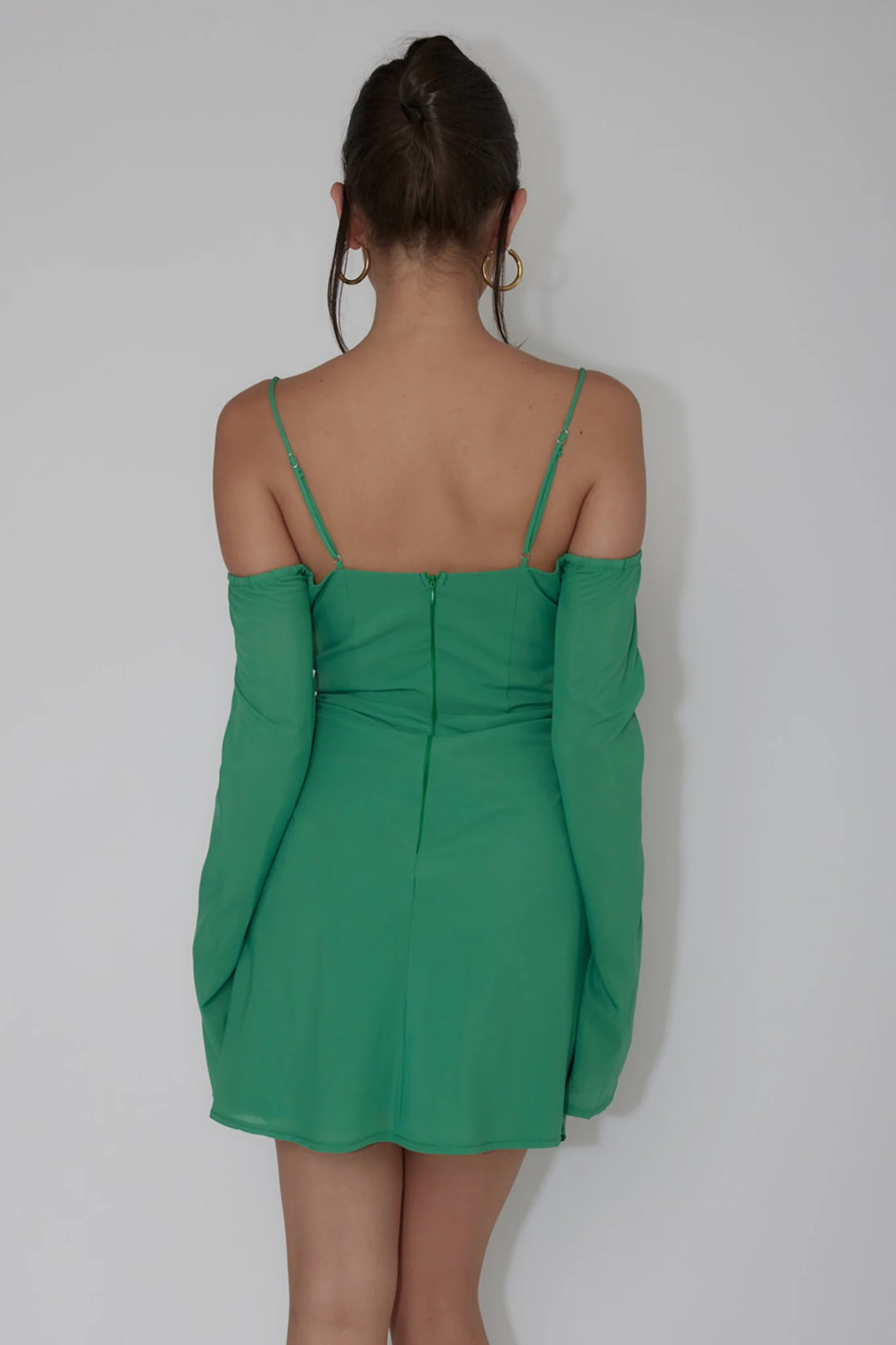 Teava Off-Shoulder Sleeve Laced Mini Dress Jade