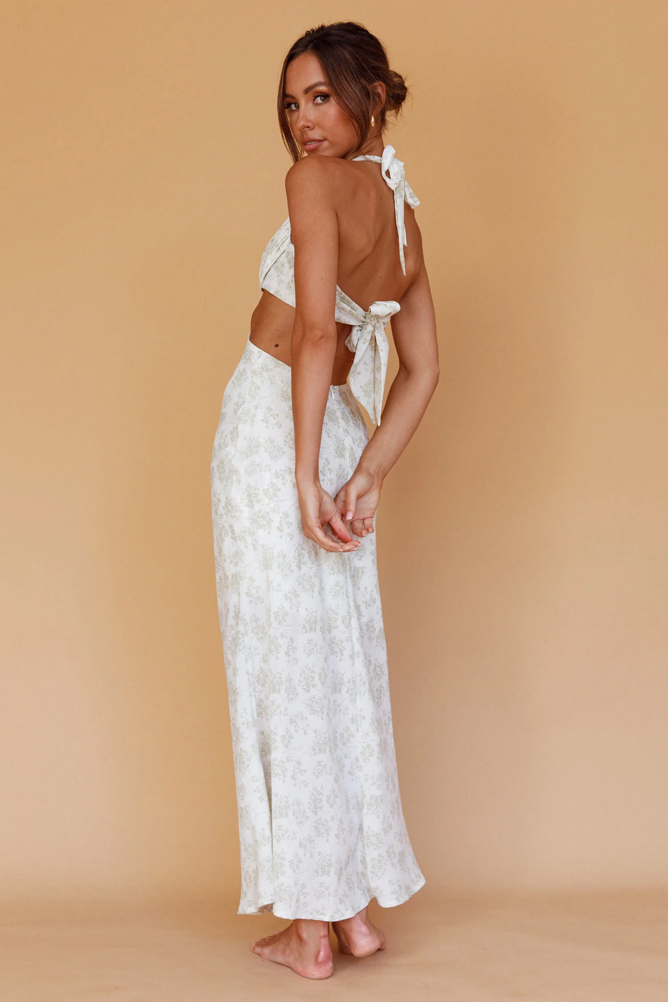 Paradise Found Cut-Out Midi Dress Floral Sage