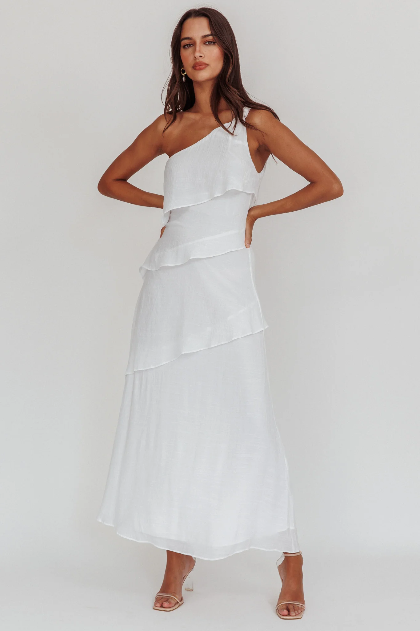 Delwyn One-Shoulder Maxi Dress White