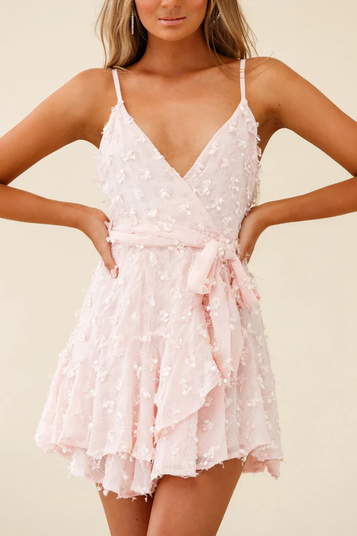 Sheri Embellished Chiffon Dress Pink