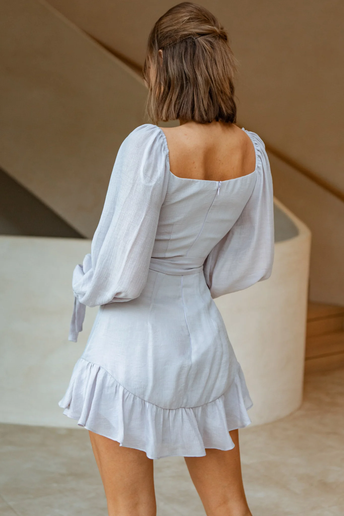 Make Memories Balloon Sleeve Molded Bust Dress Lilac