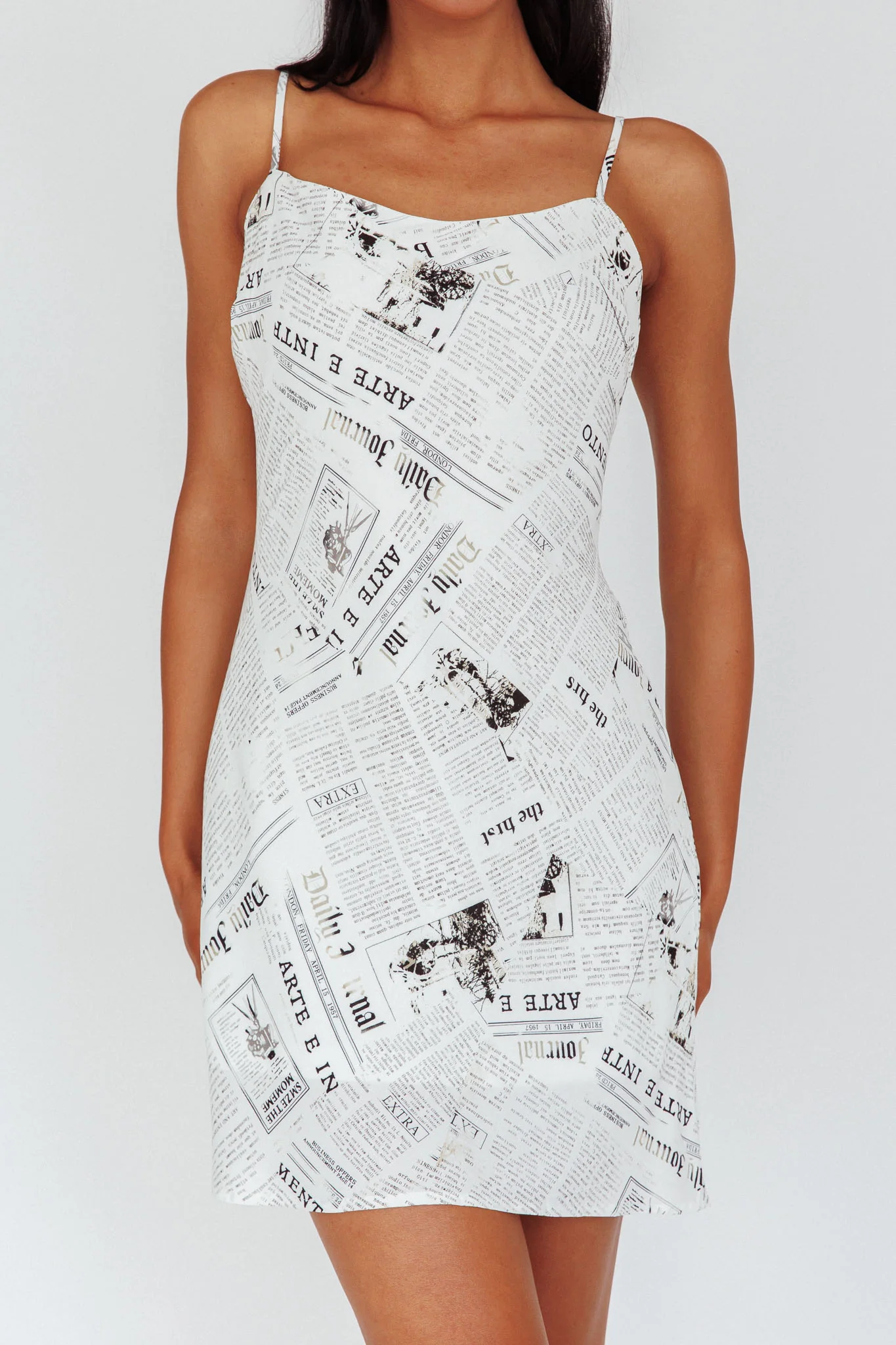 Manifest It Cami Strap Mini Dress Print Off White