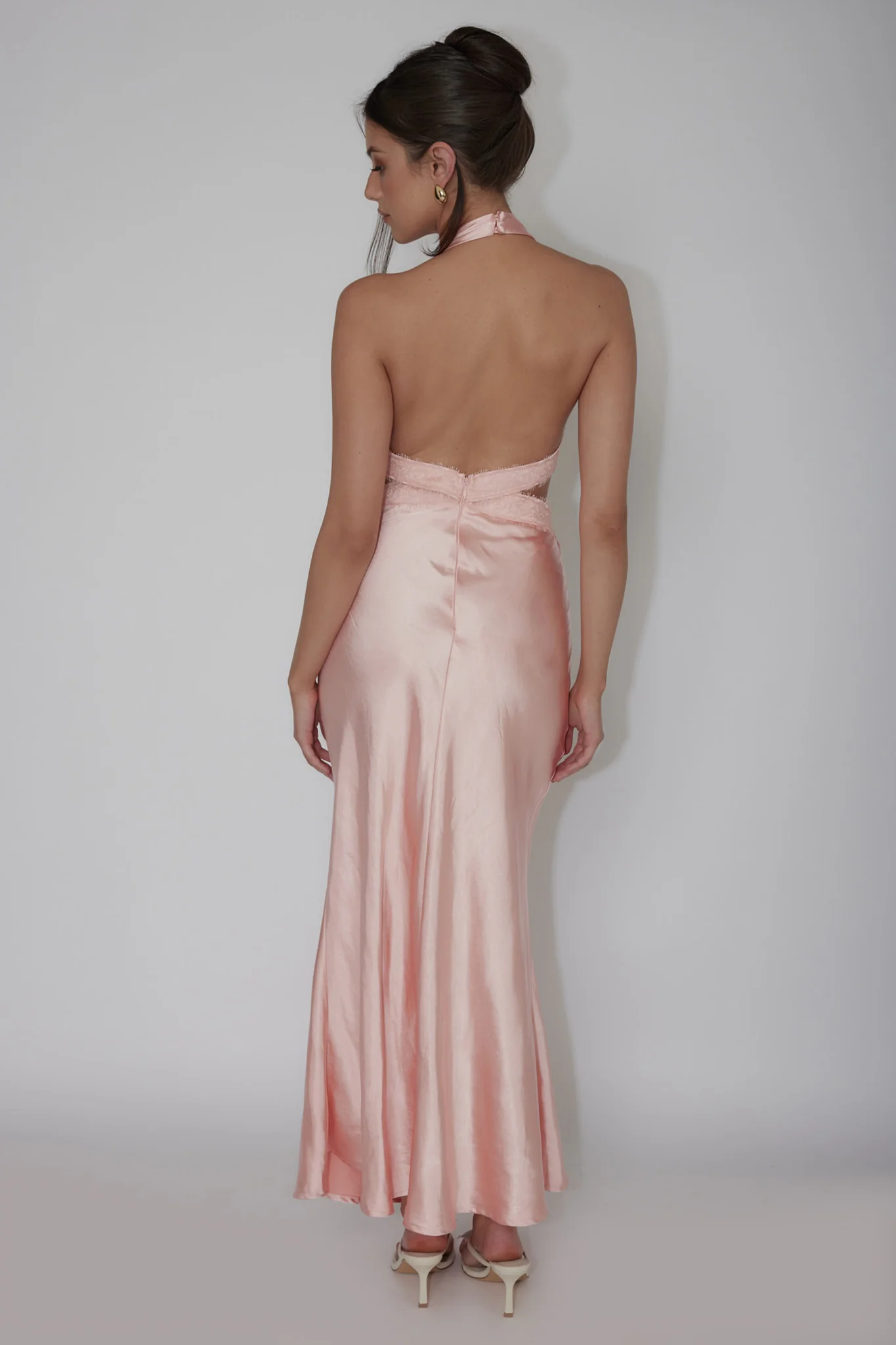 Of Your Dreams Cut-Out Halter Dress Peach