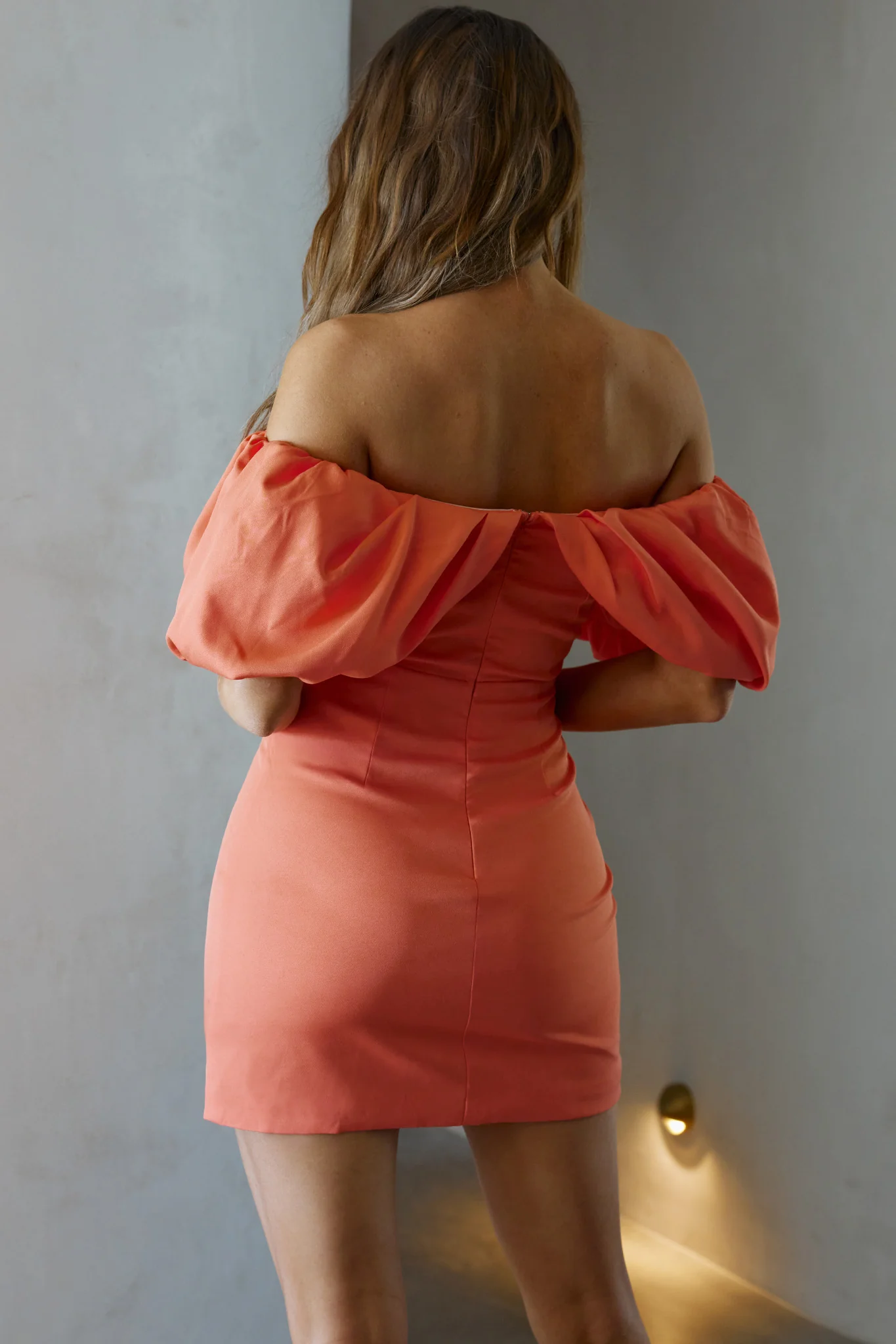 Faraday Off-Shoulder Mini Dress Sunkist