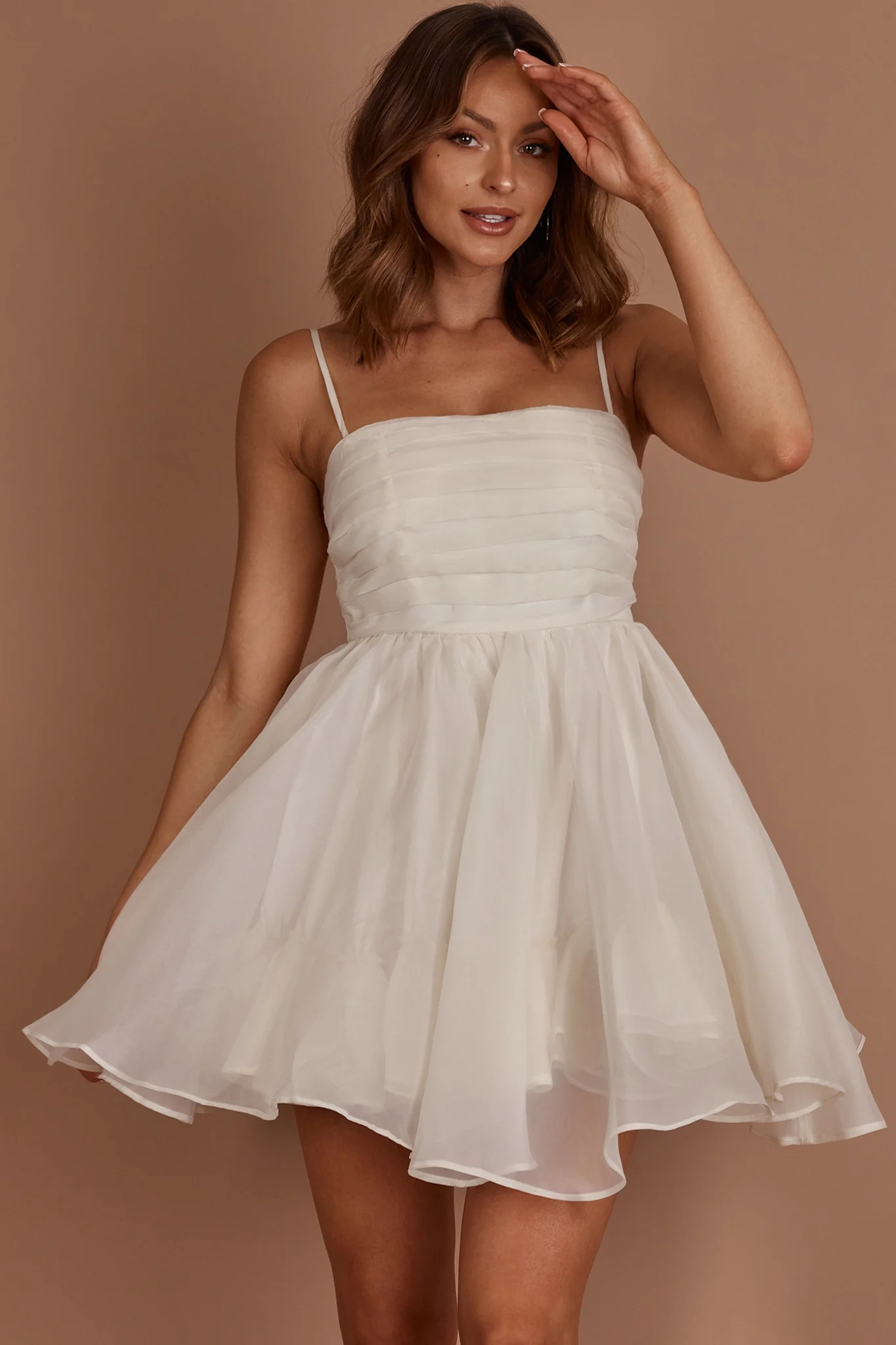 Elyse Pleated Bodice Party Dress Cream