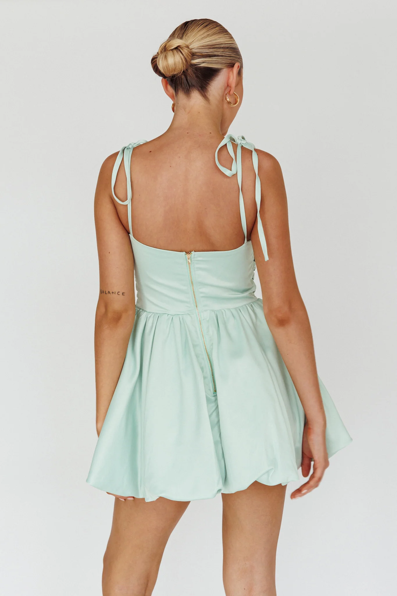Valery Tied Shoulder Mini Dress Seafoam
