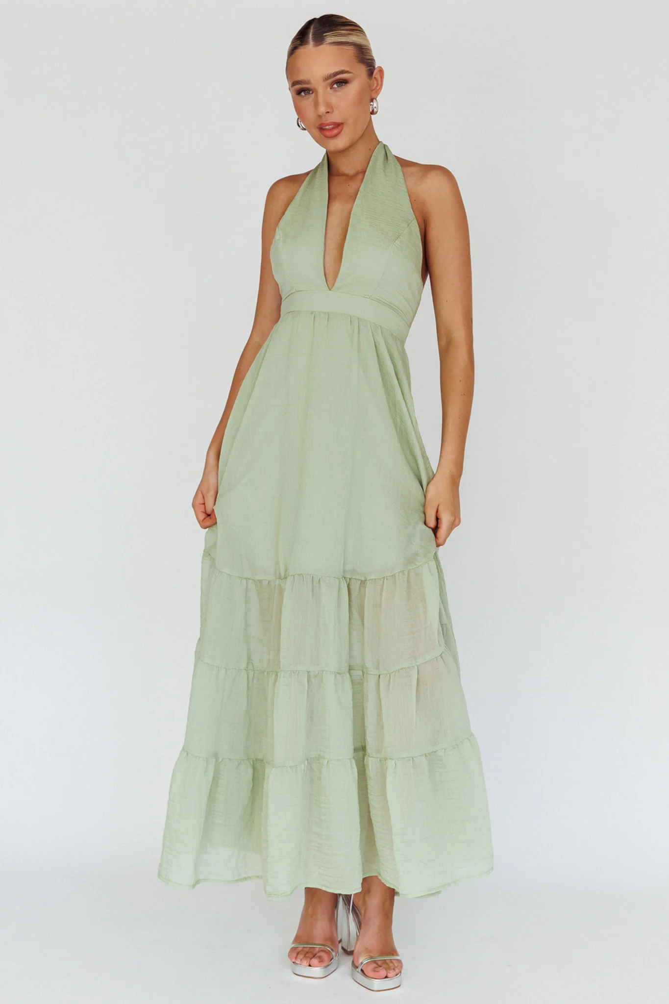 Jalisco Sun Halterneck Maxi Dress Mint