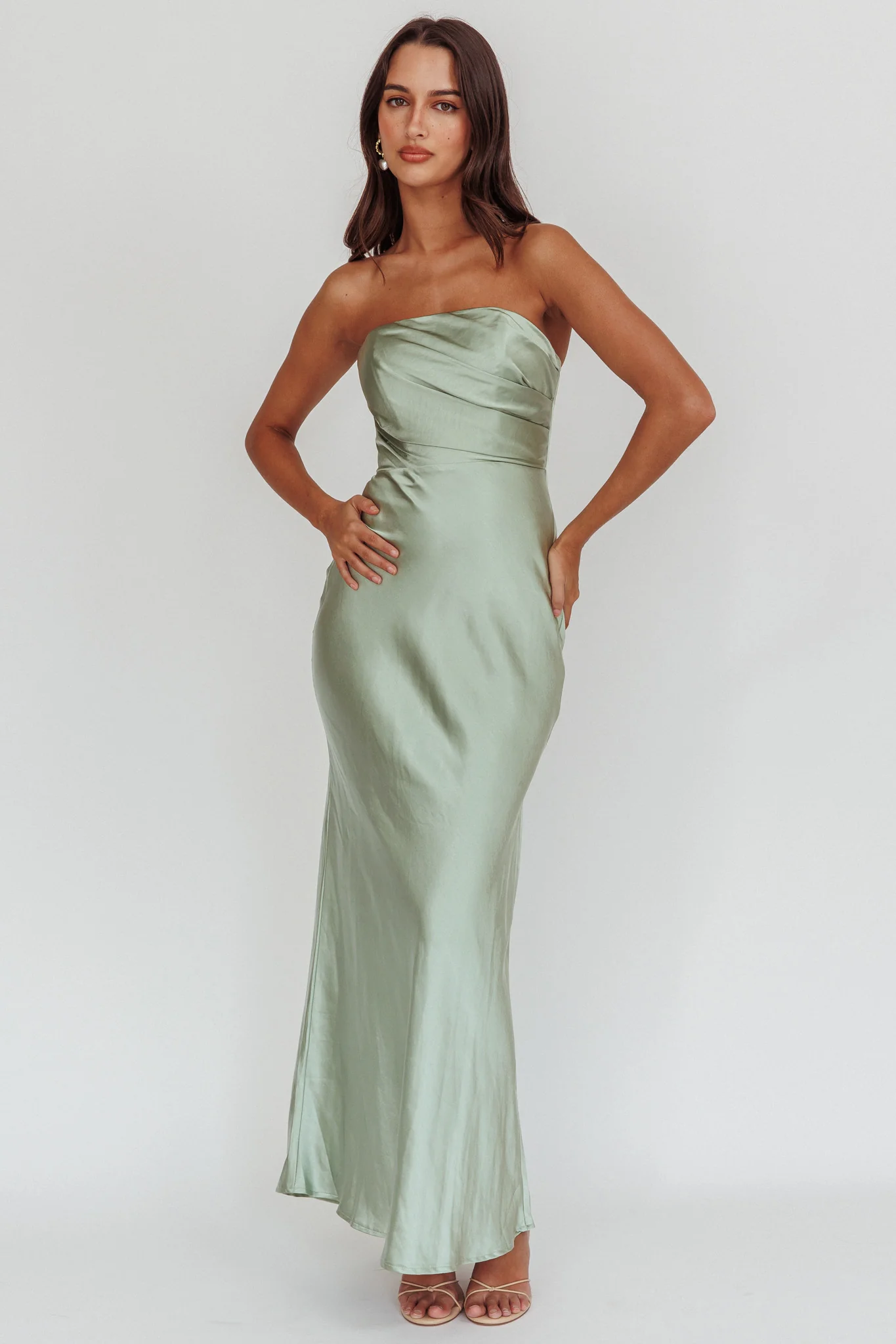 City Of Stars Strapless Maxi Dress Pistachio