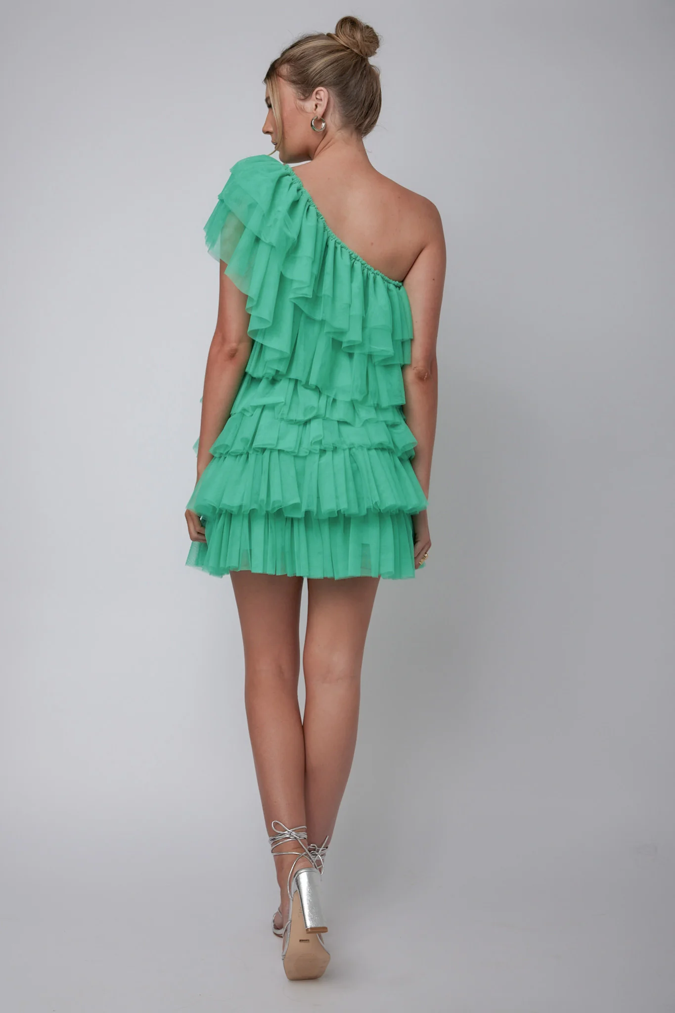 Tomi Layered Frill One-Shoulder Mini Dress Spearmint