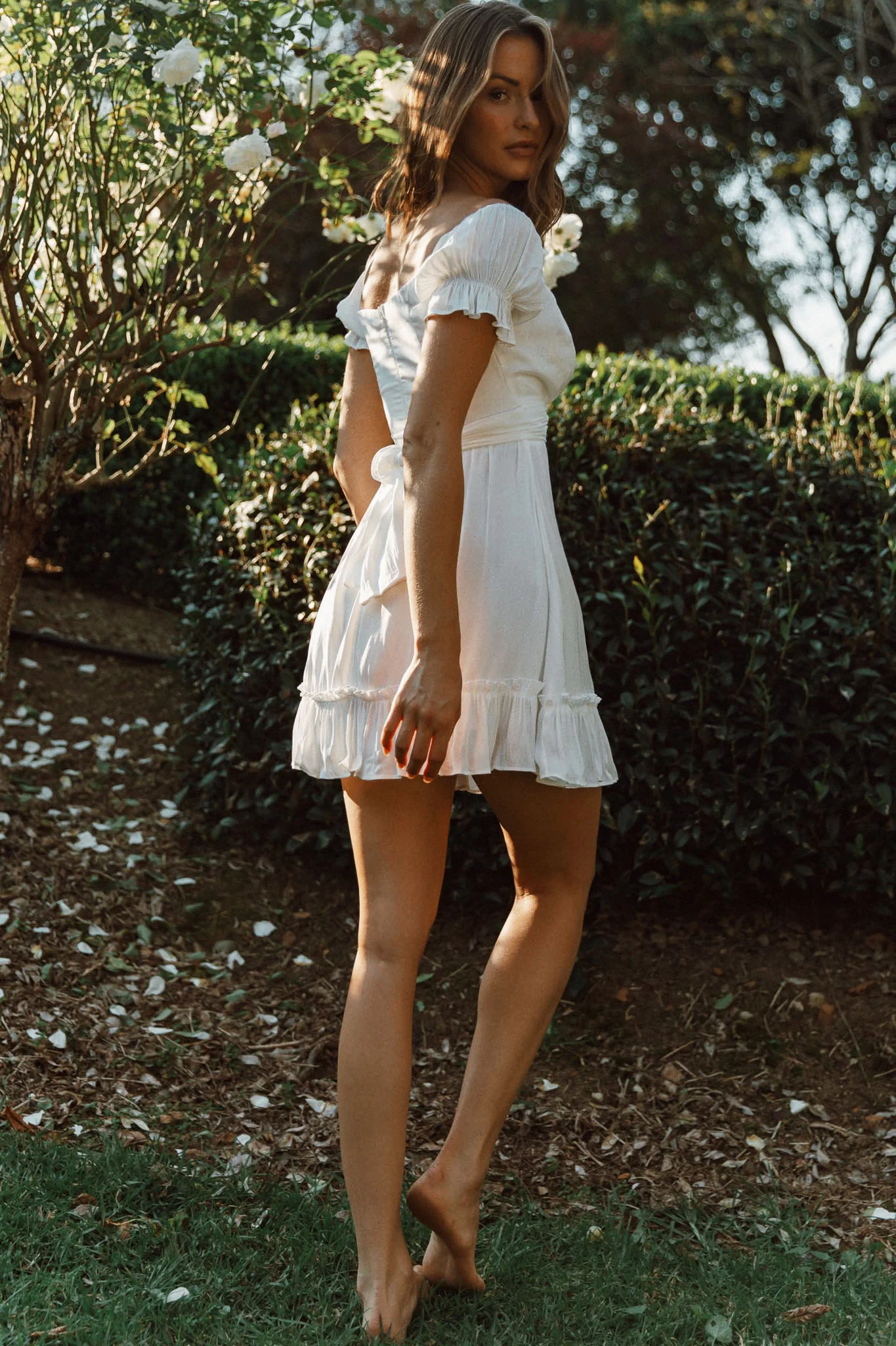 Linka Off-Shoulder Tie Back Dress White