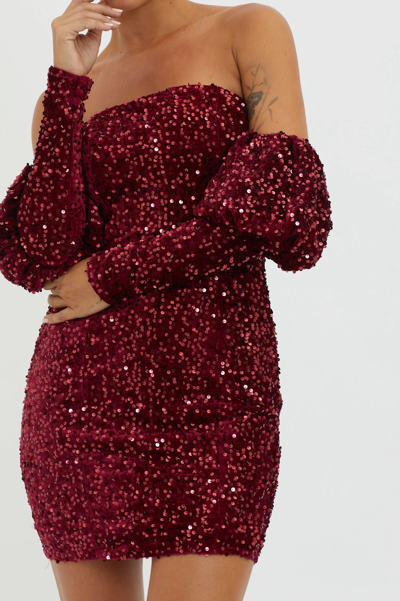Merry & Bright Sequin Mini Dress Wine