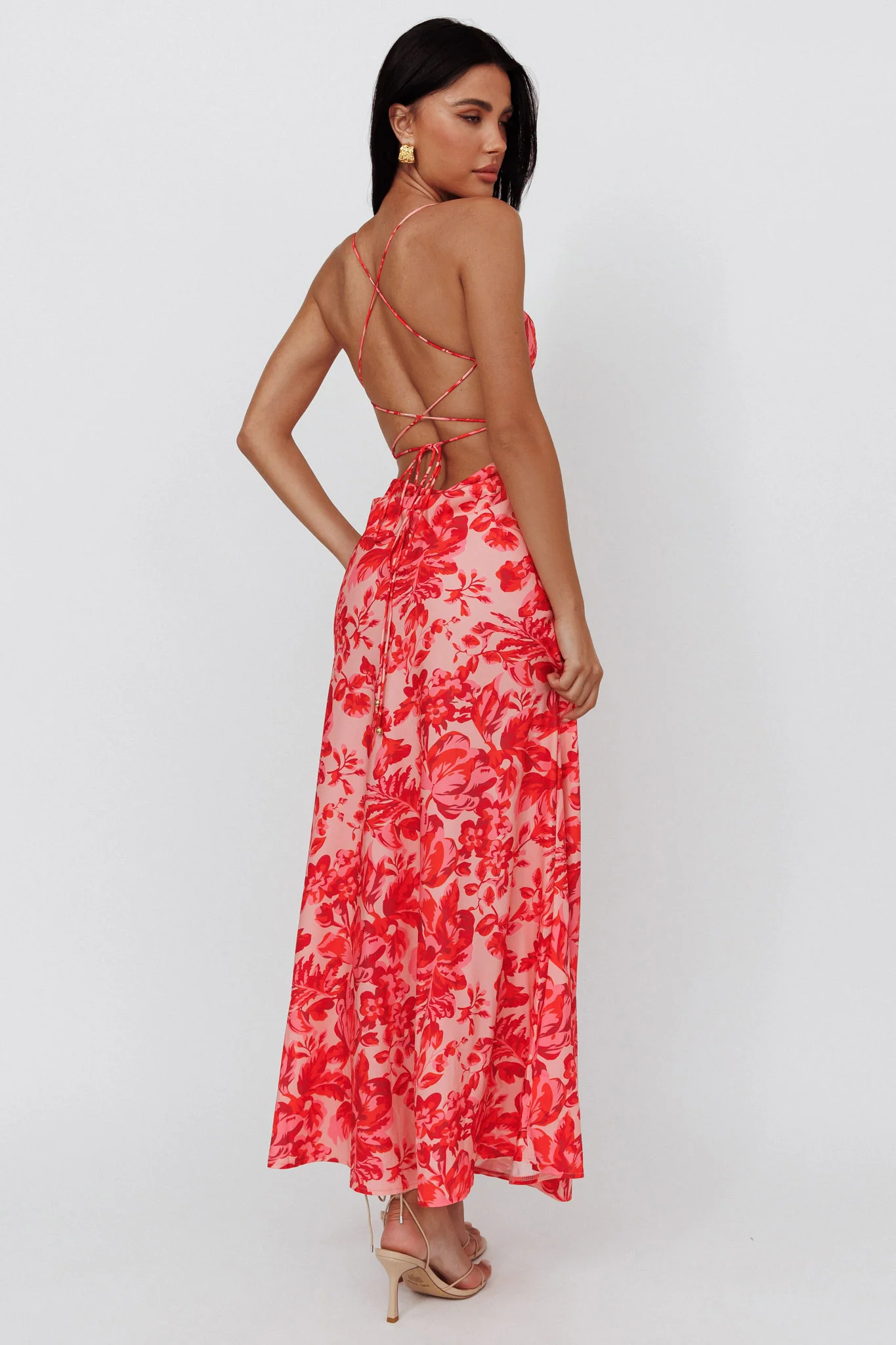 True Divine Strappy Back Maxi Dress Floral Fire