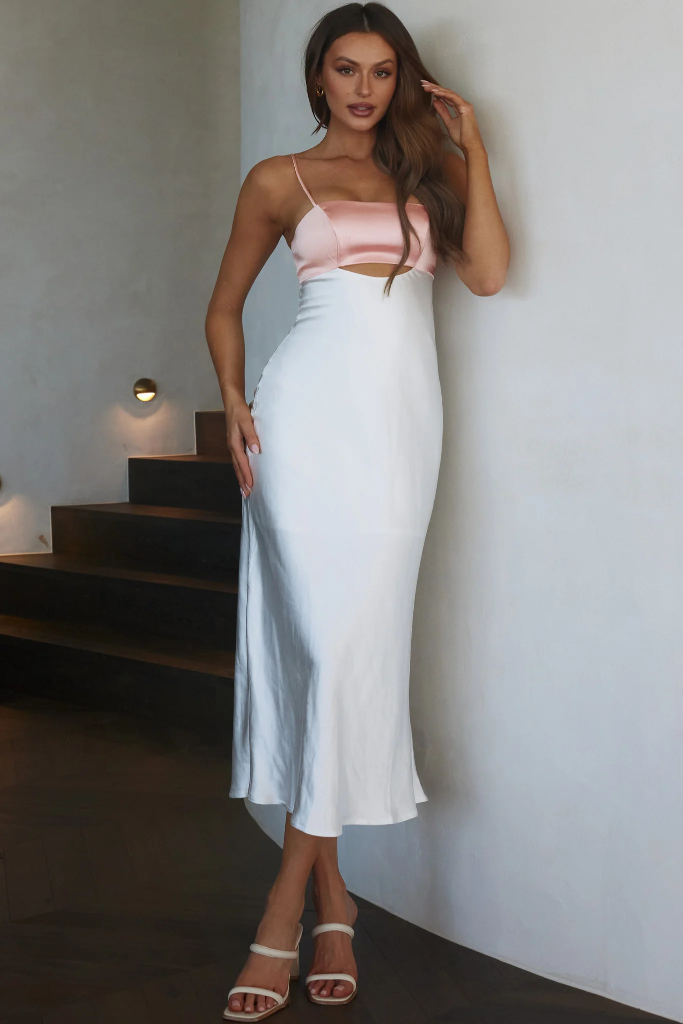 Mariana Cut-Out Bust Midi Dress Blush