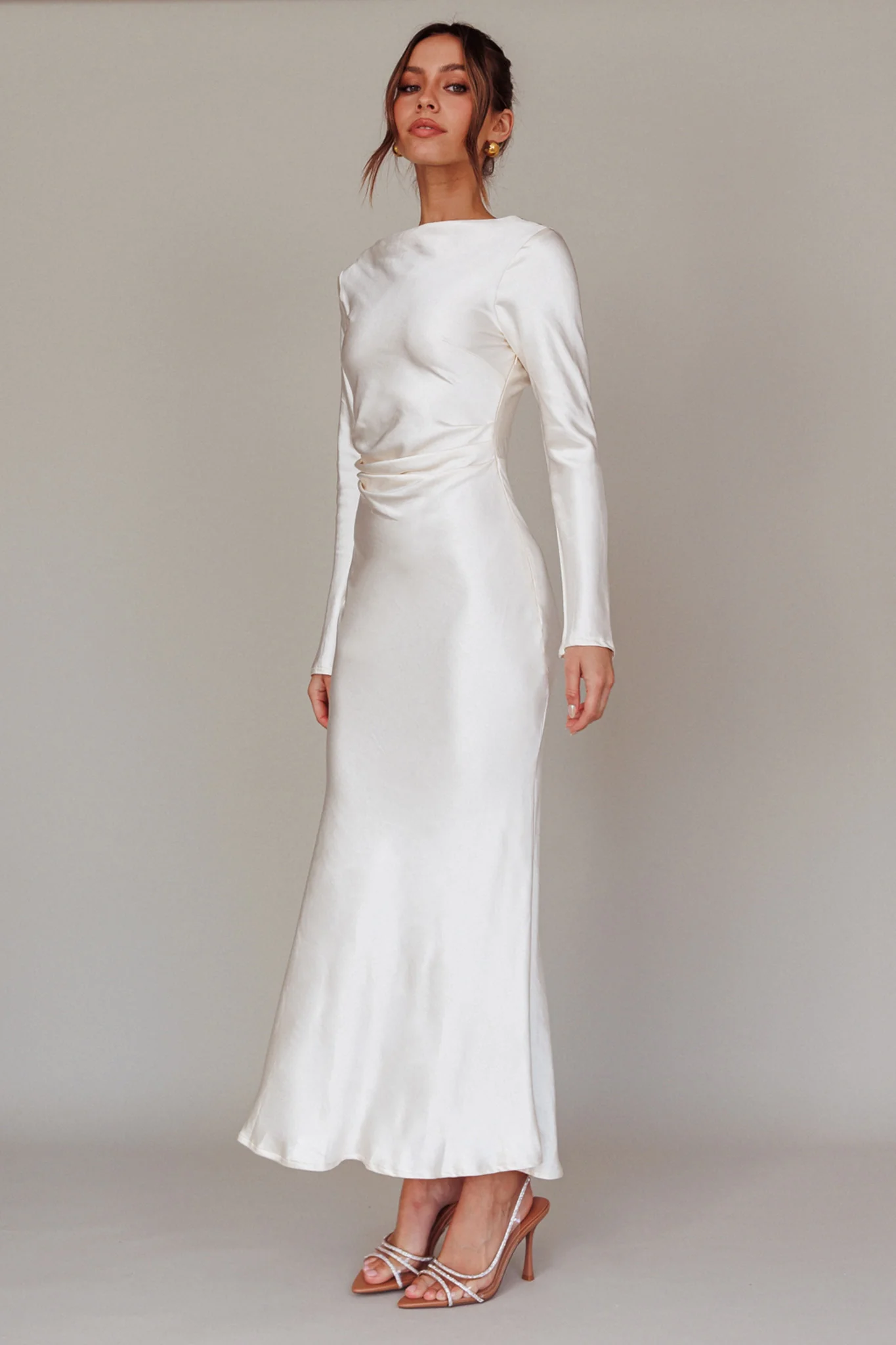 Loveland Cowl Back Midi Dress Oyster