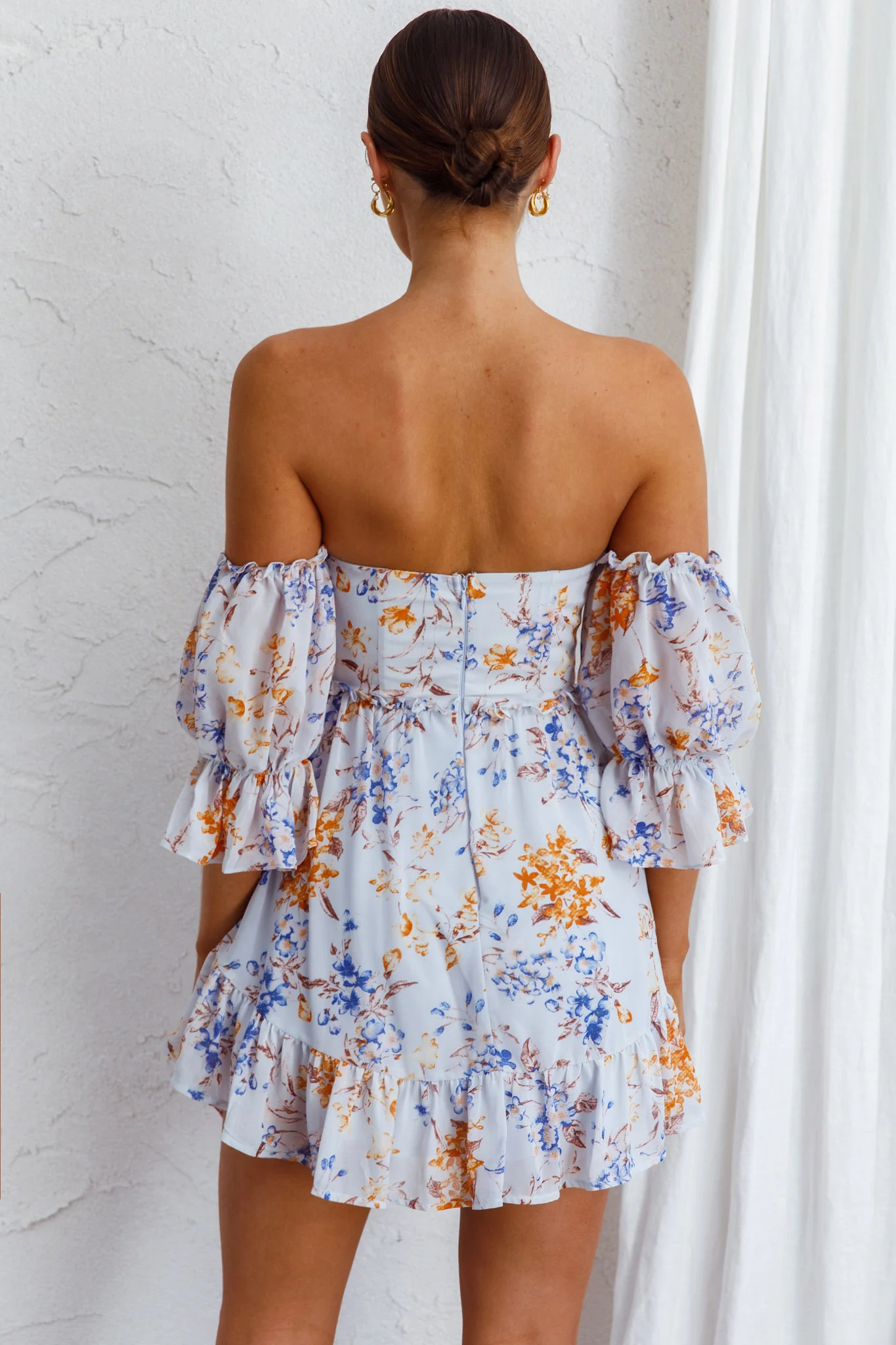 Ianthe Off-Shoulder Puff Sleeve Dress Floral Mint