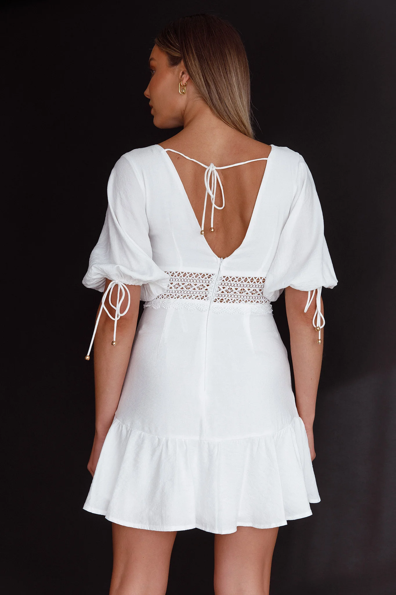 Vista Embroidery Trim Mini Dress White