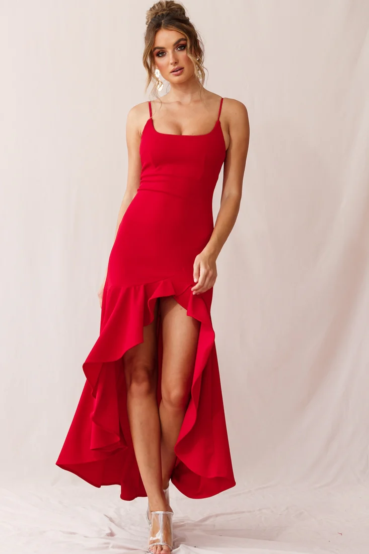 Emoji Asymmetrical Hemline Dress Red