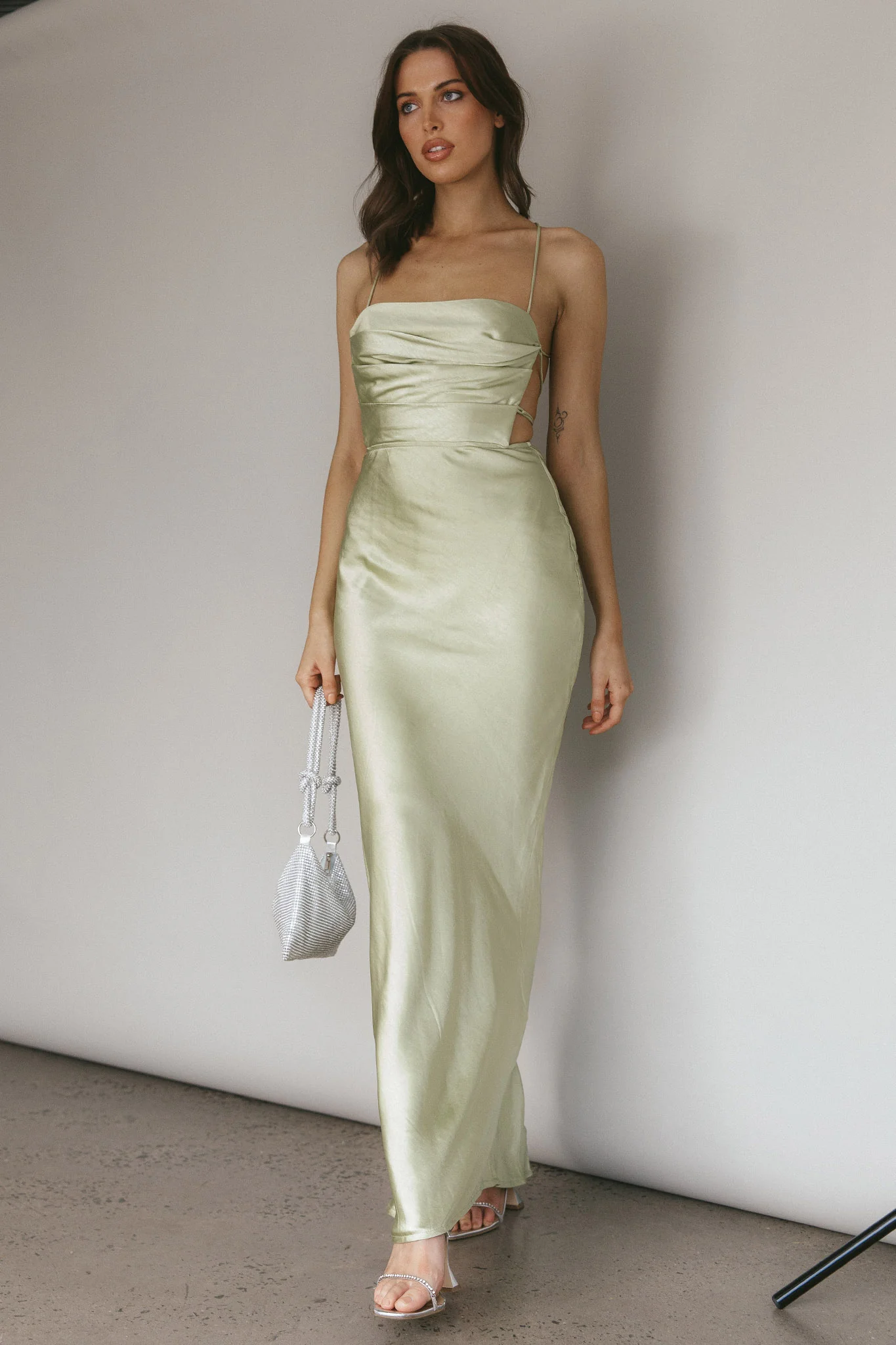 Heaven On Earth Lace-Up Back Maxi Dress Kiwi