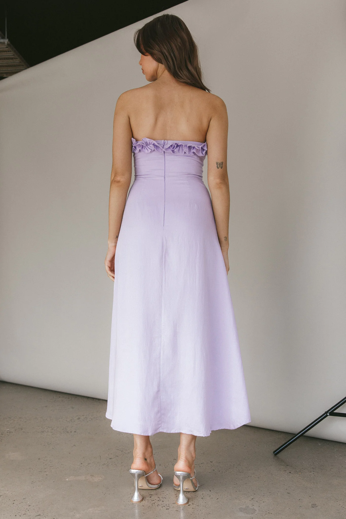 Under The Sun Tied Bust Midi Dress Lilac