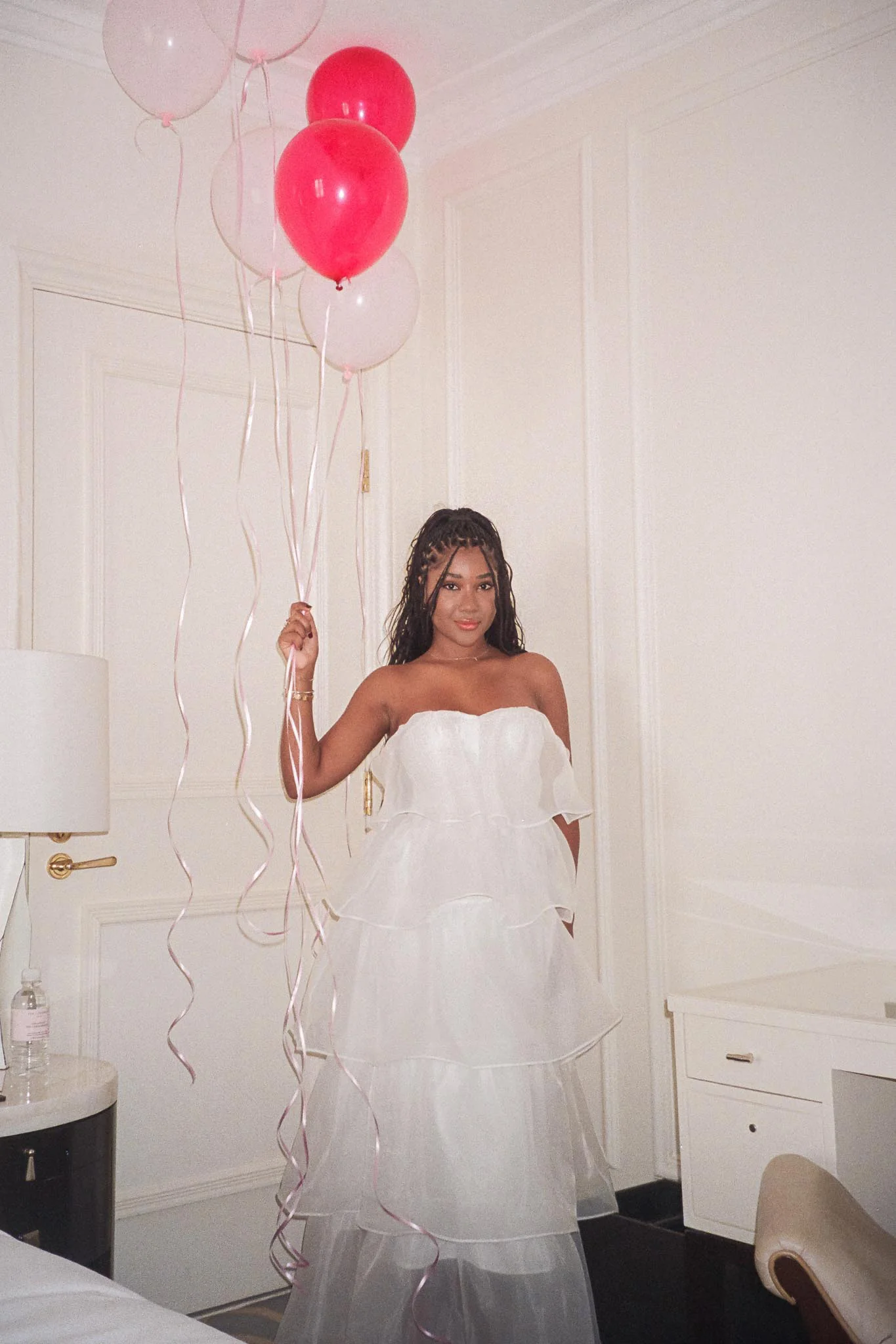 Behati Tiered Layer Midi Dress White