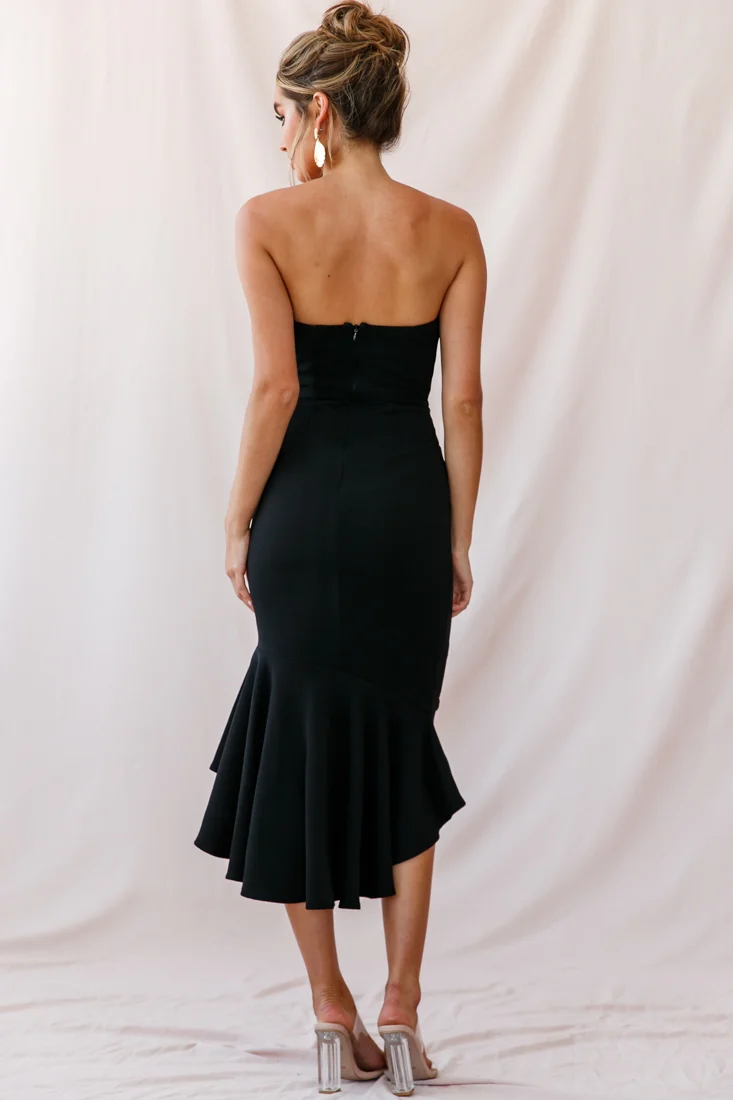 Prom Queen Bandeau Midi Dress Black