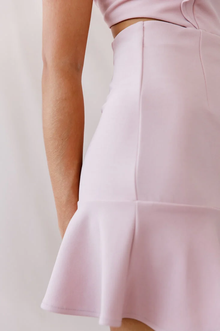 Jackie Wide Ruffle Hem Pinafore Dress Blush