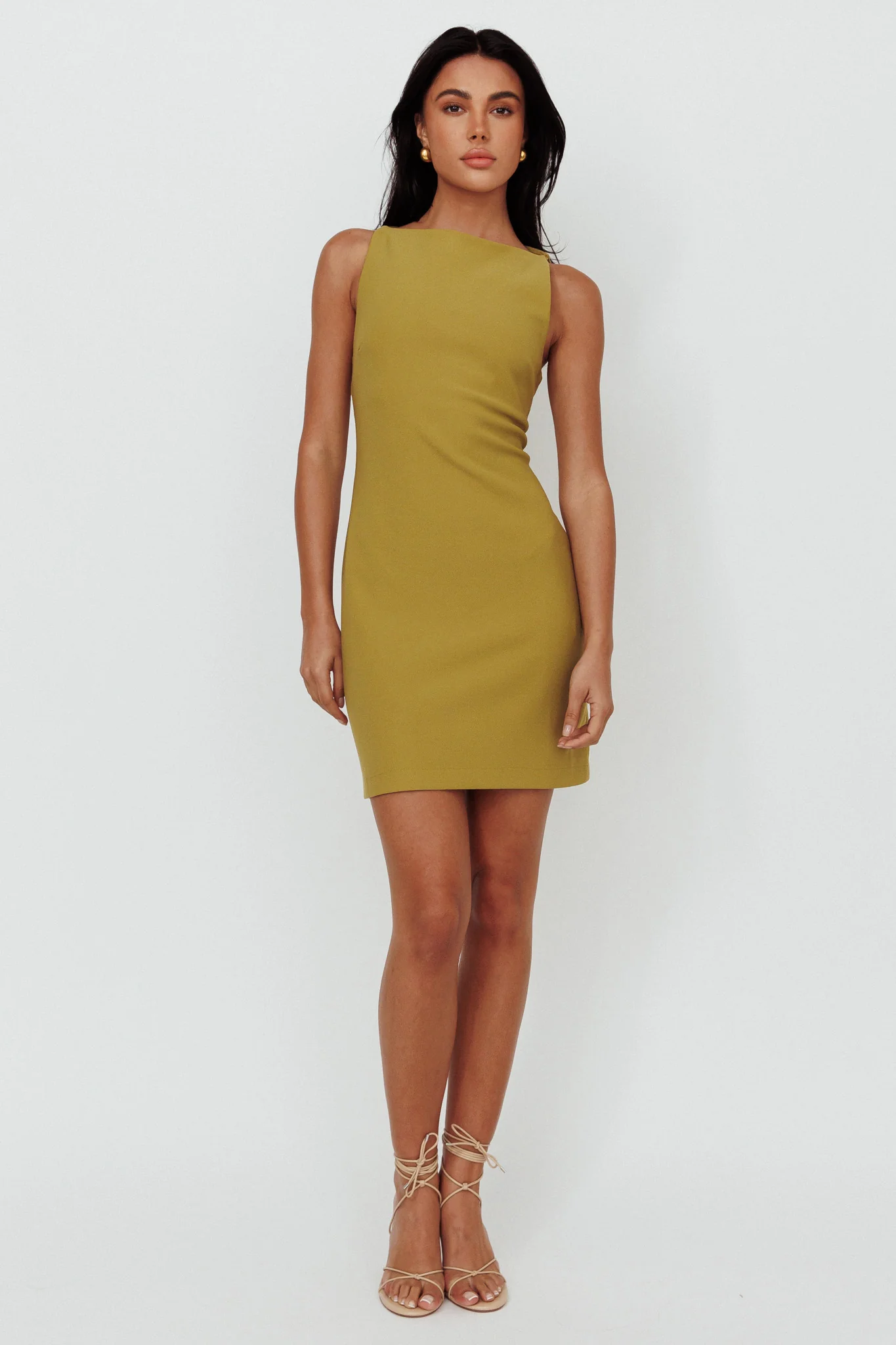 Anjali Sleeveless Shift Dress Moss Green